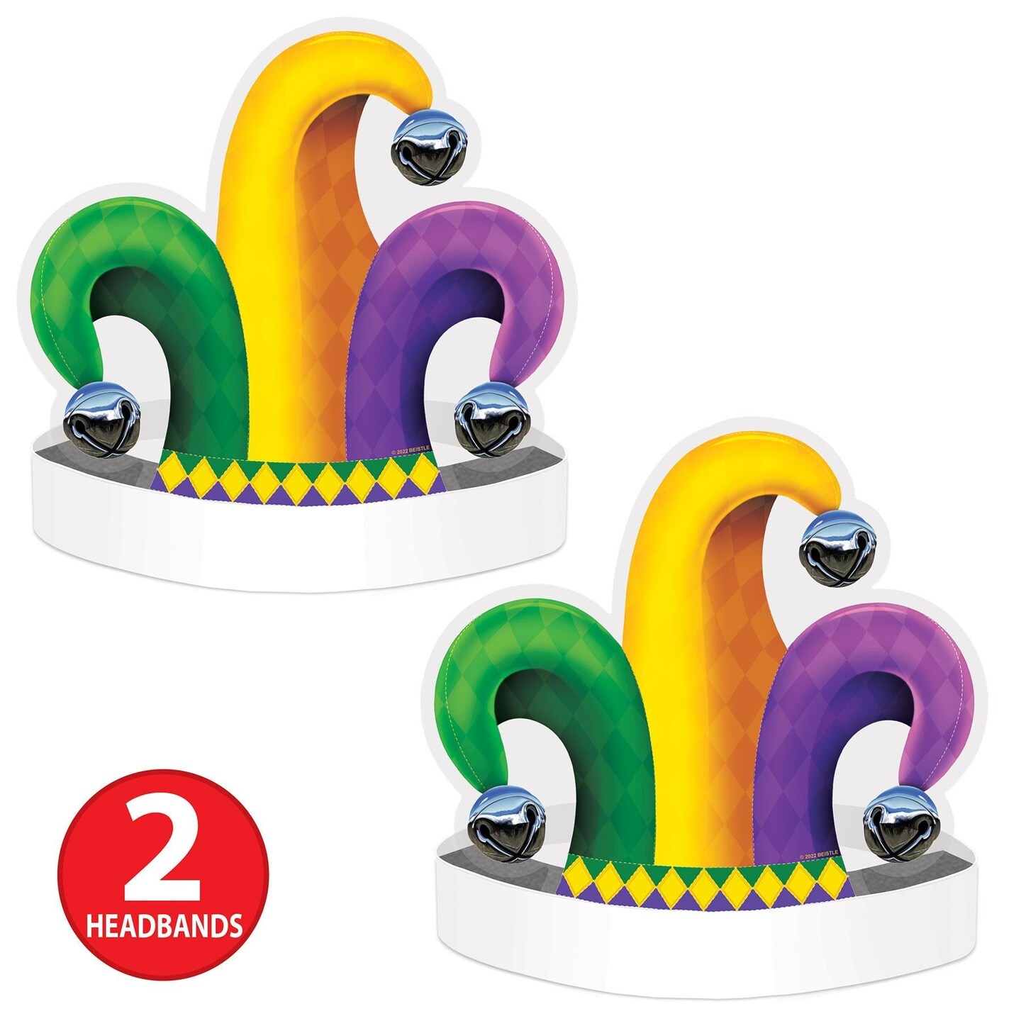 12 Pack Beistle Mardi Gras Jester Hat Headband