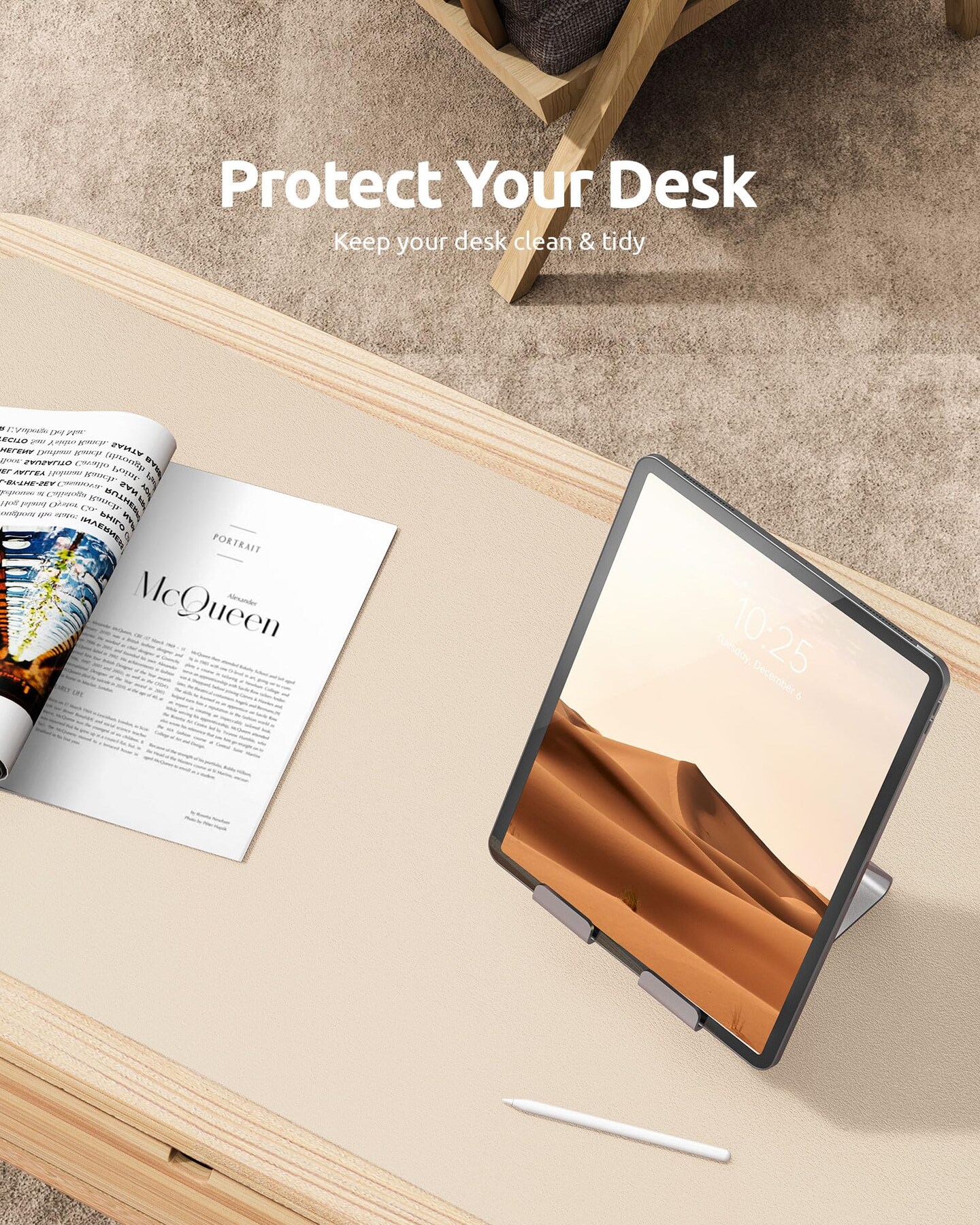 Leather Desk Pad Protector, Office Desk Mat, Large Mouse Pad, Non-Slip PU Leather Desk Blotter, Waterproof Laptop Desk Writing Pad for Office and Home (23.6&#x22; x 13.8&#x22;, Eggshell)