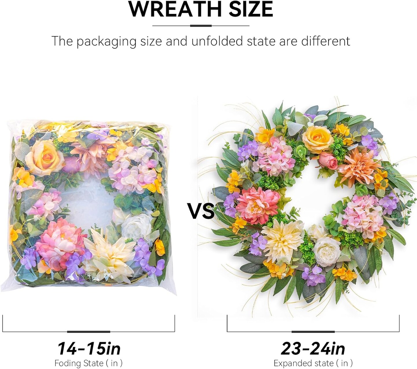 Spring Wreaths for Front Door, Soomeir Hydrangea Summer Wreath