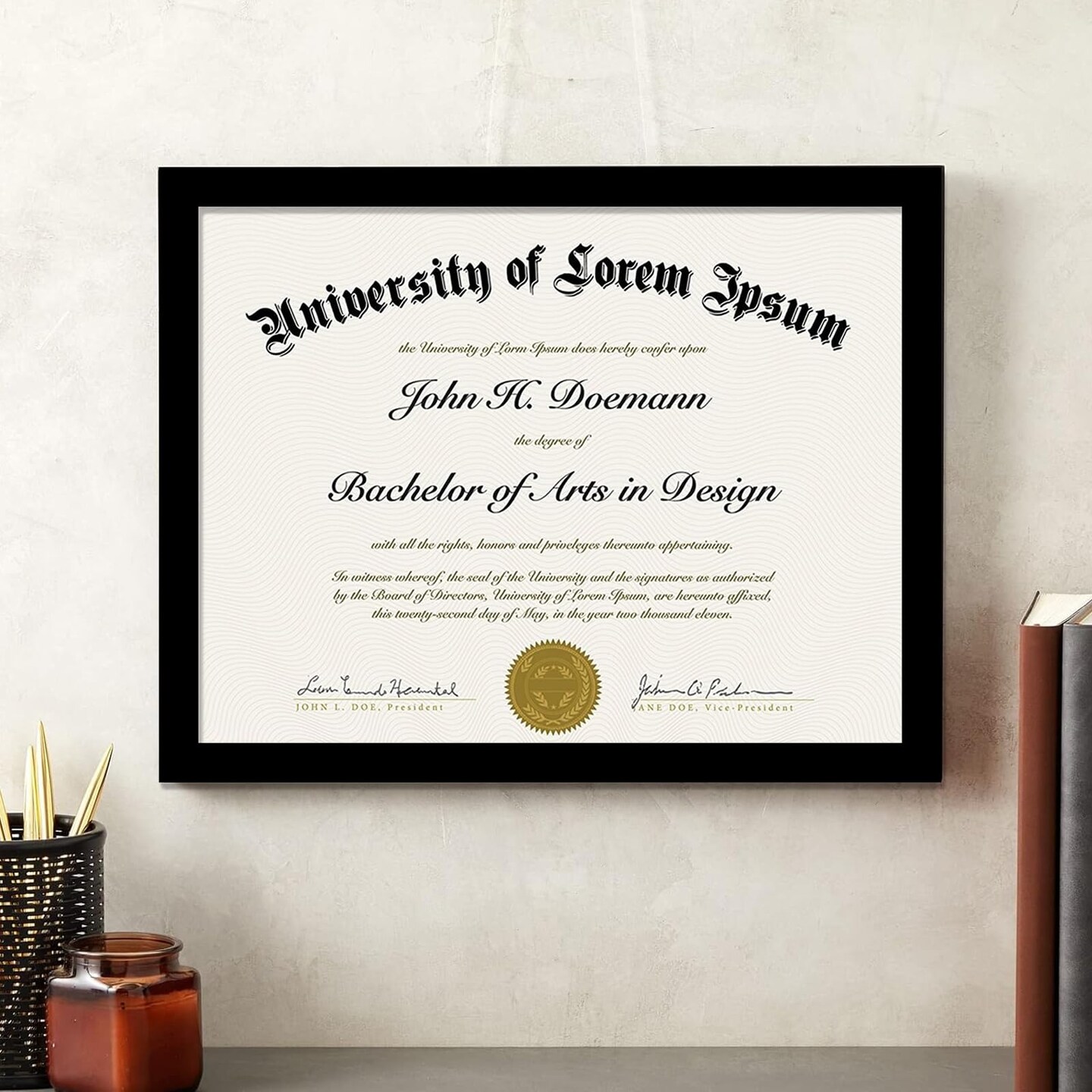 Black 8.5 x 11 Frame Display 8.5 by 11 Document Certificate Diploma Wall and Tabletop - 1 Pack
