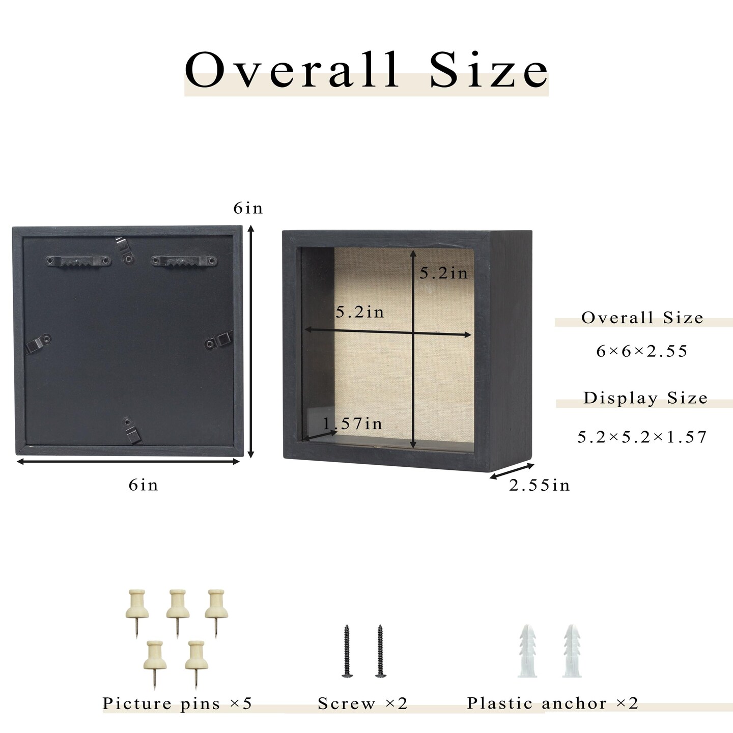 Fire Shadow Box Frame 6x6 Shadow Box Display Case with Linen Back of Awards Memorabilia Flower, Pictures, Keepsakes、Bouquet、Medals and More Photos Memory Box Black
