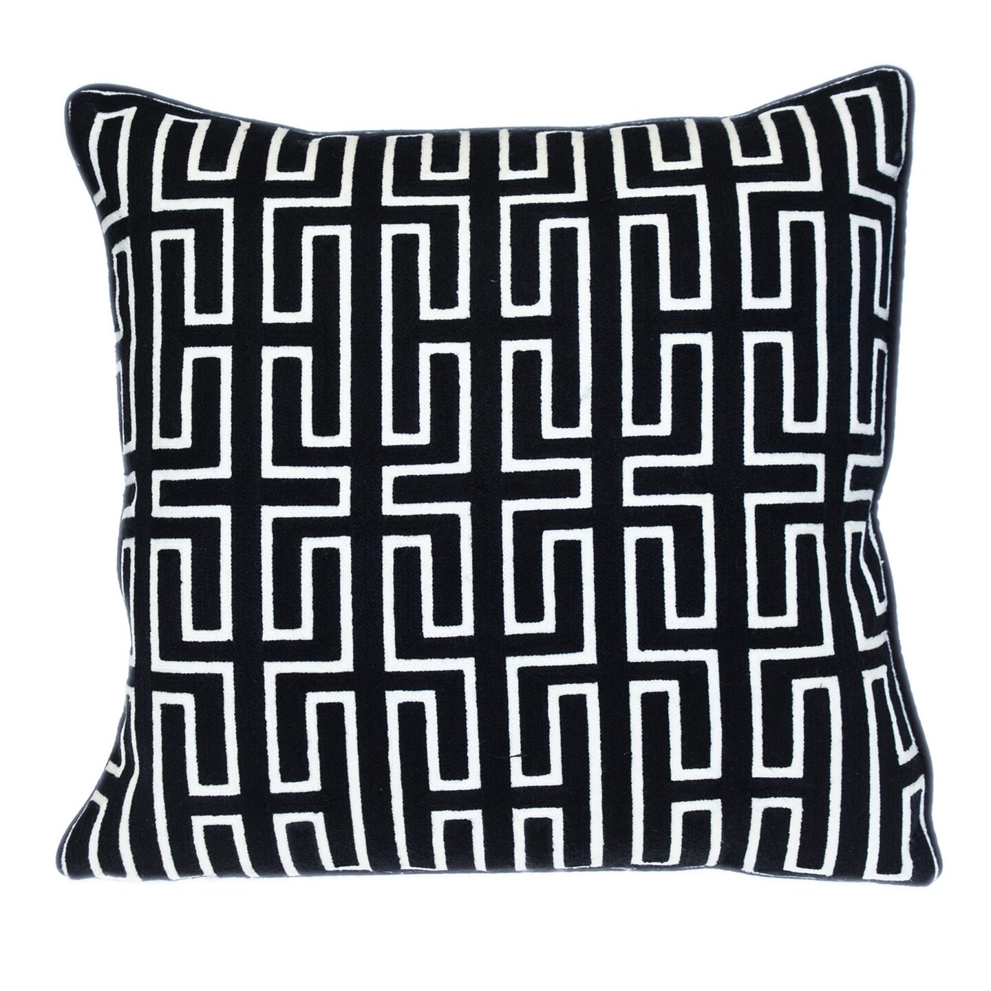 Nassau Collection Geometric Handmade Cotton Throw Pillow - 20" - Black and White