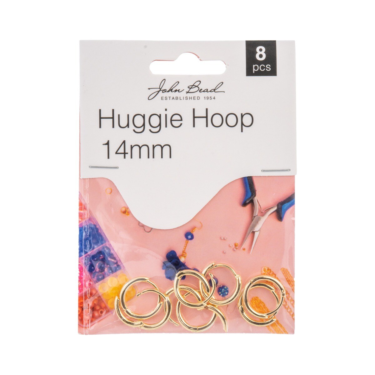 John Bead Huggie Hoop Round Shape Earrings Must Have Findings, 8pcs