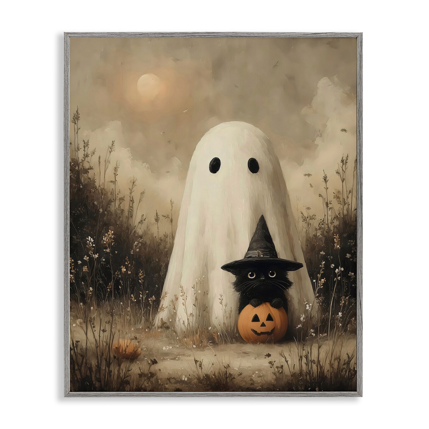 Stupell Industries Ghost with Black Kitten Framed Giclee, design by Arlington Prints