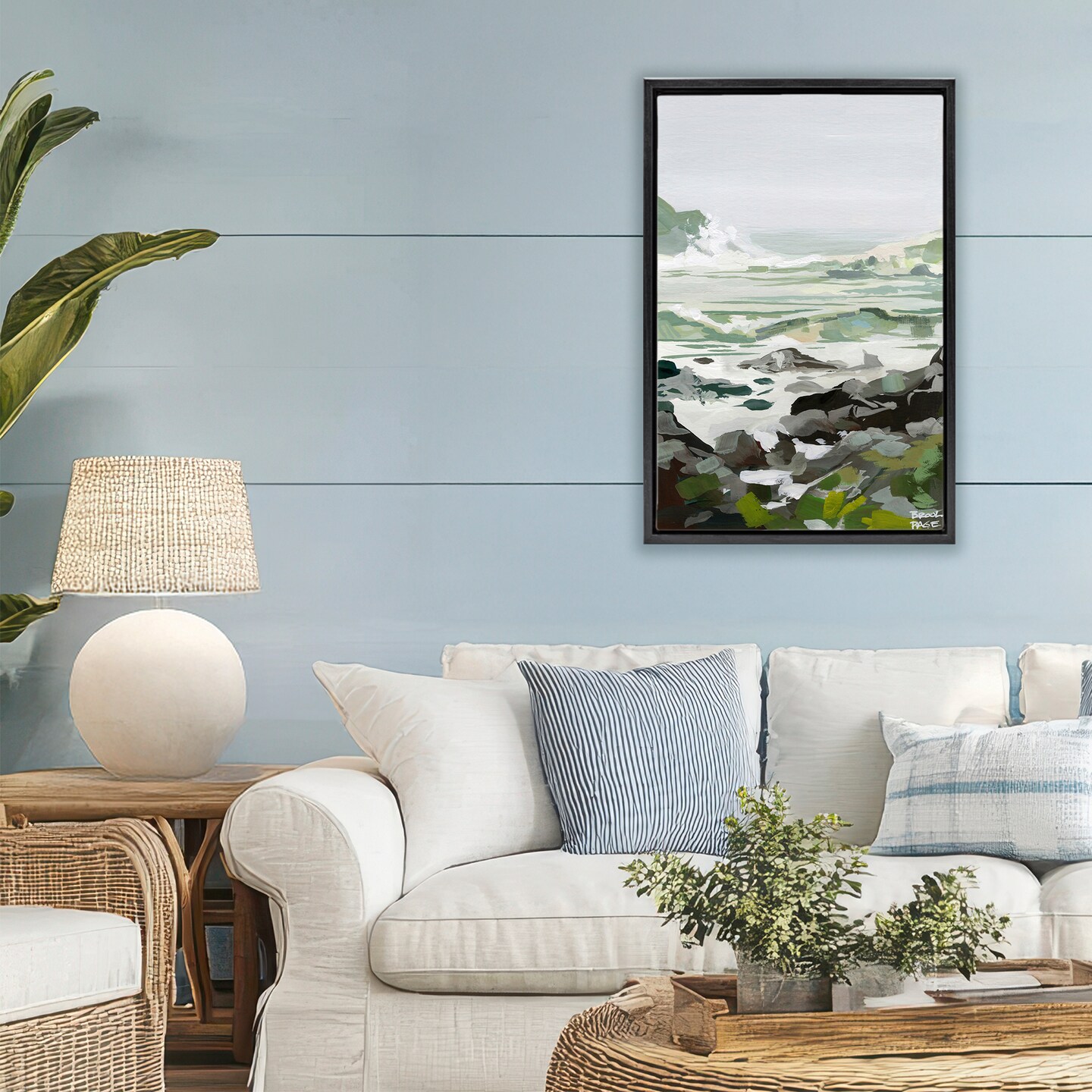 Stupell Industries Coastal Waves & Rocks Impression Floating Frame, design by Brook Page