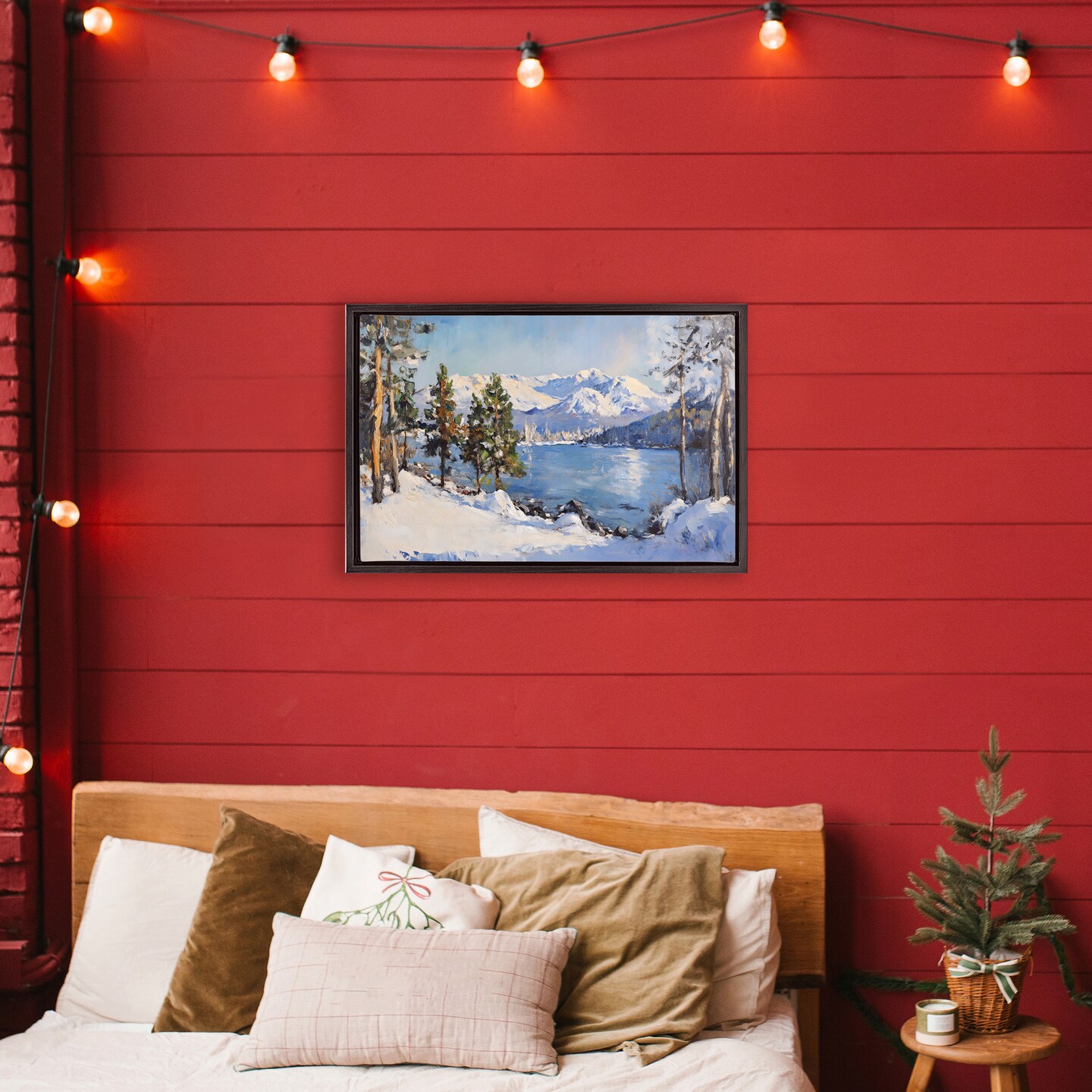 Stupell Industries Winter Mountain Lake Floating Frame, design by Petal Prints Design