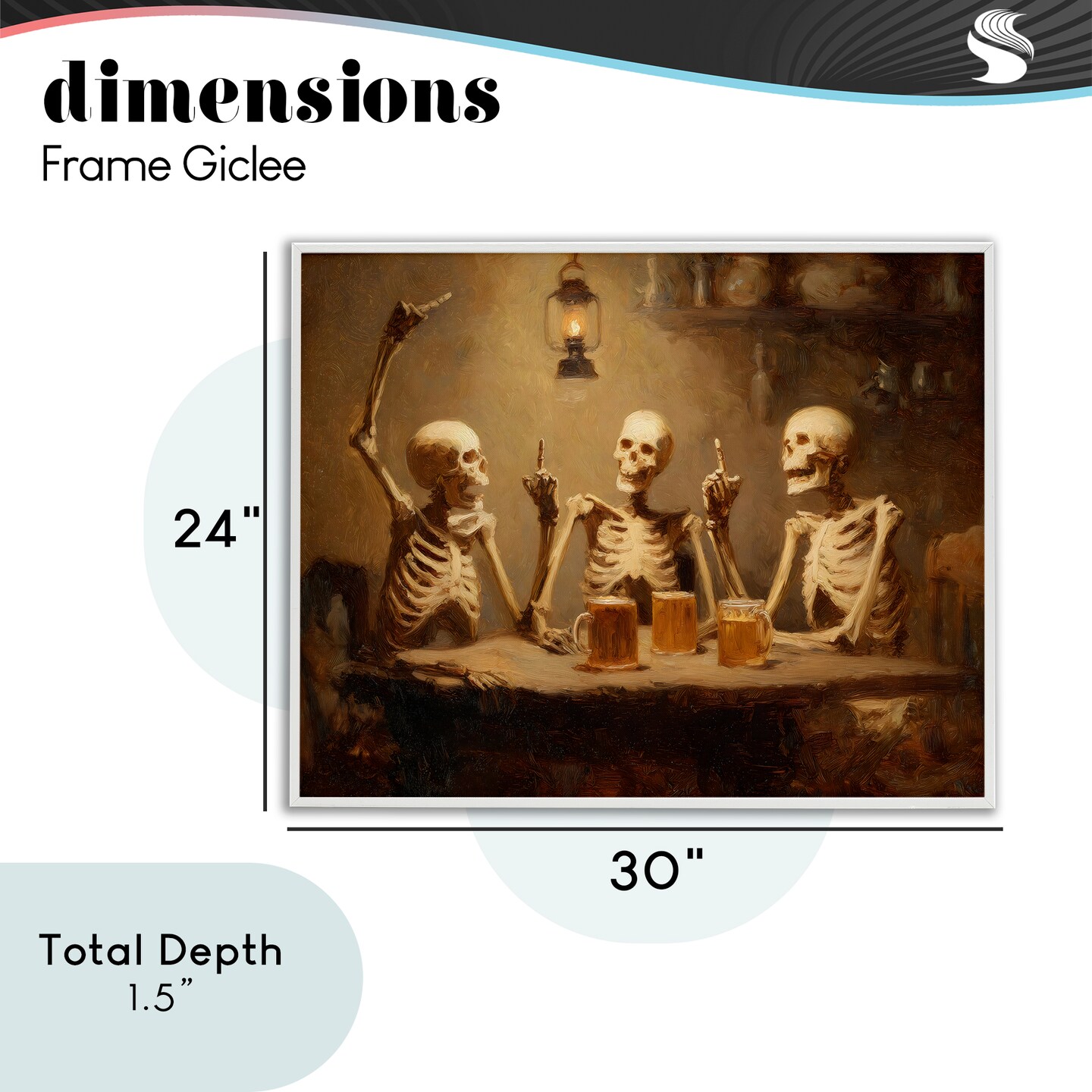 Stupell Industries Skeletons Drinking at Tavern Framed Giclee, design by Arlington Prints