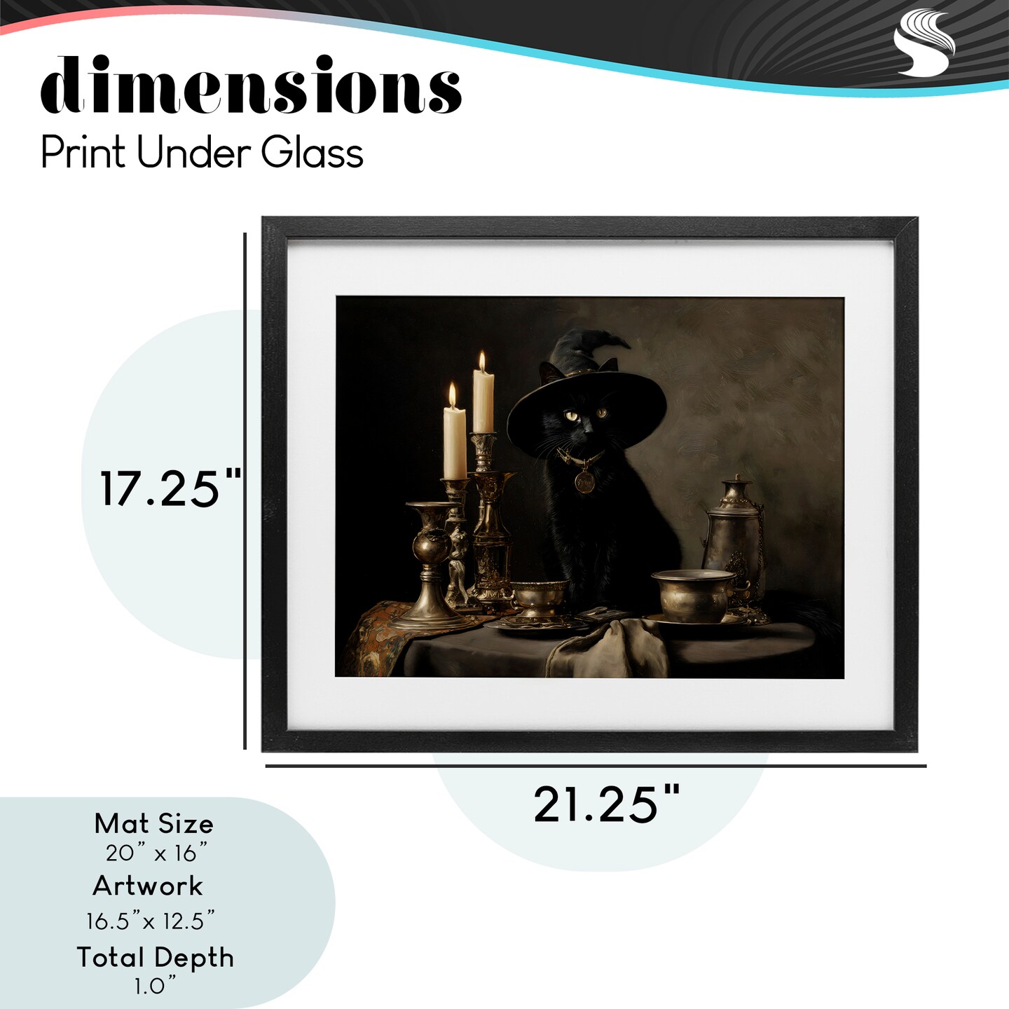 Stupell Industries Vintage Witchy Black Cat Framed Print Under Glass, design by Arlington Prints