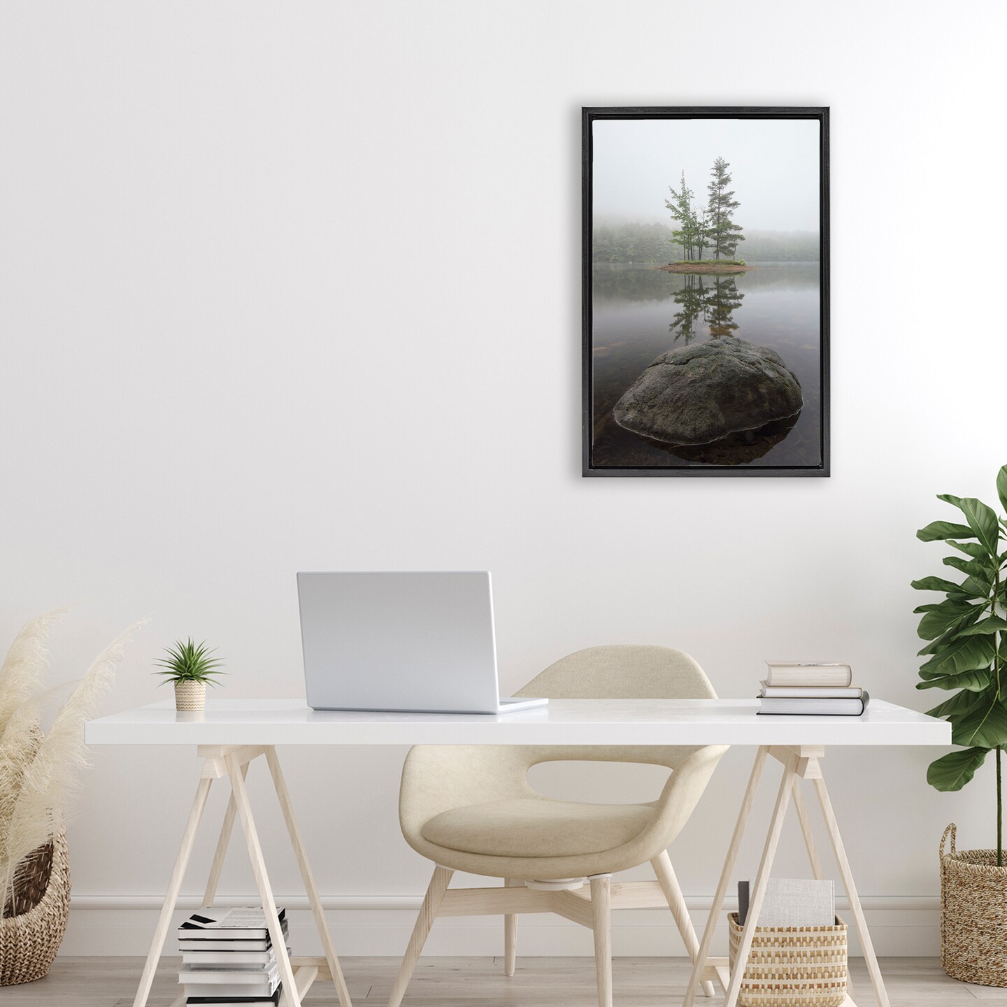 Stupell Industries Duo Trees Lake Reflection Floating Frame, design by James Rodewald