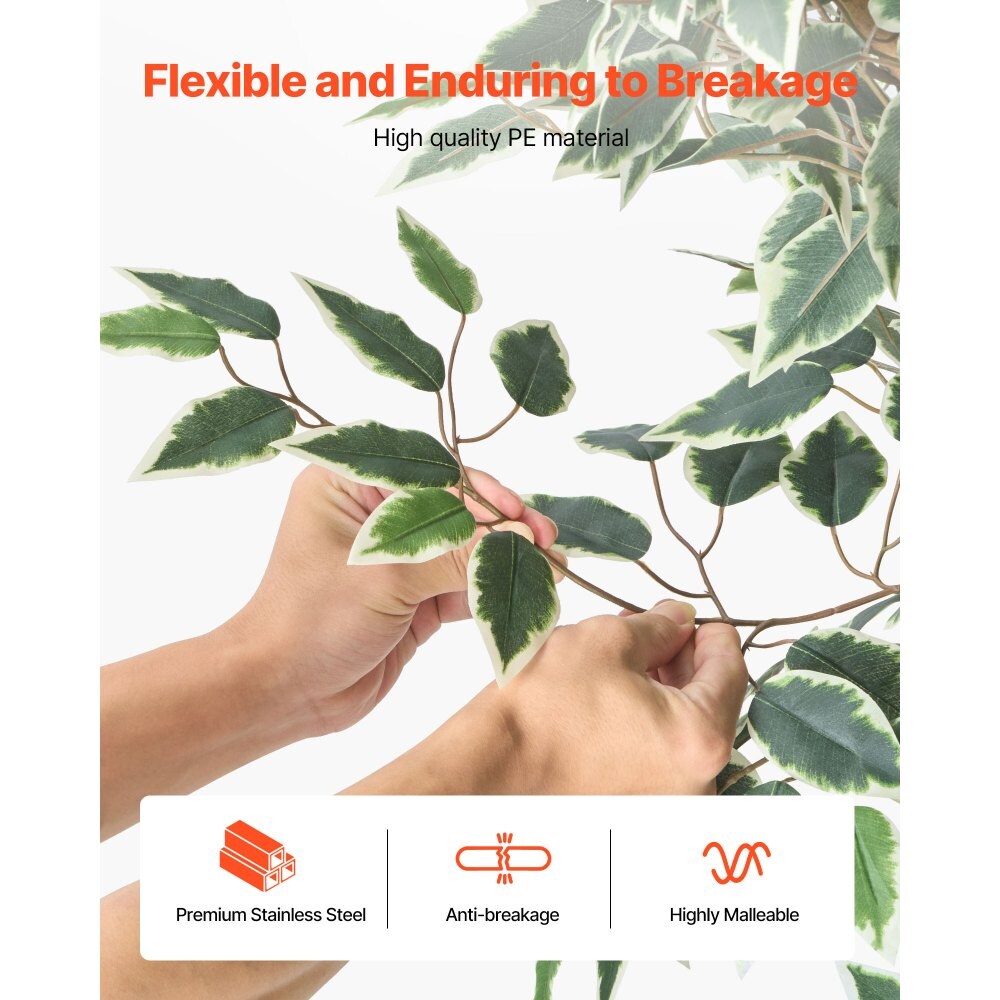 Lifelike 5ft Green Artificial Faux Ficus Tree with Flexible Branches for Modern Living Room or Office