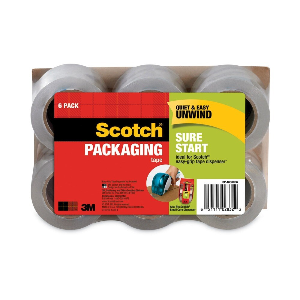 Scotch 1.5 in. Core 1.88 in. x 75 ft. Sure Start Packaging Tape for DP1000 Dispensers - Clear (6/Pack)