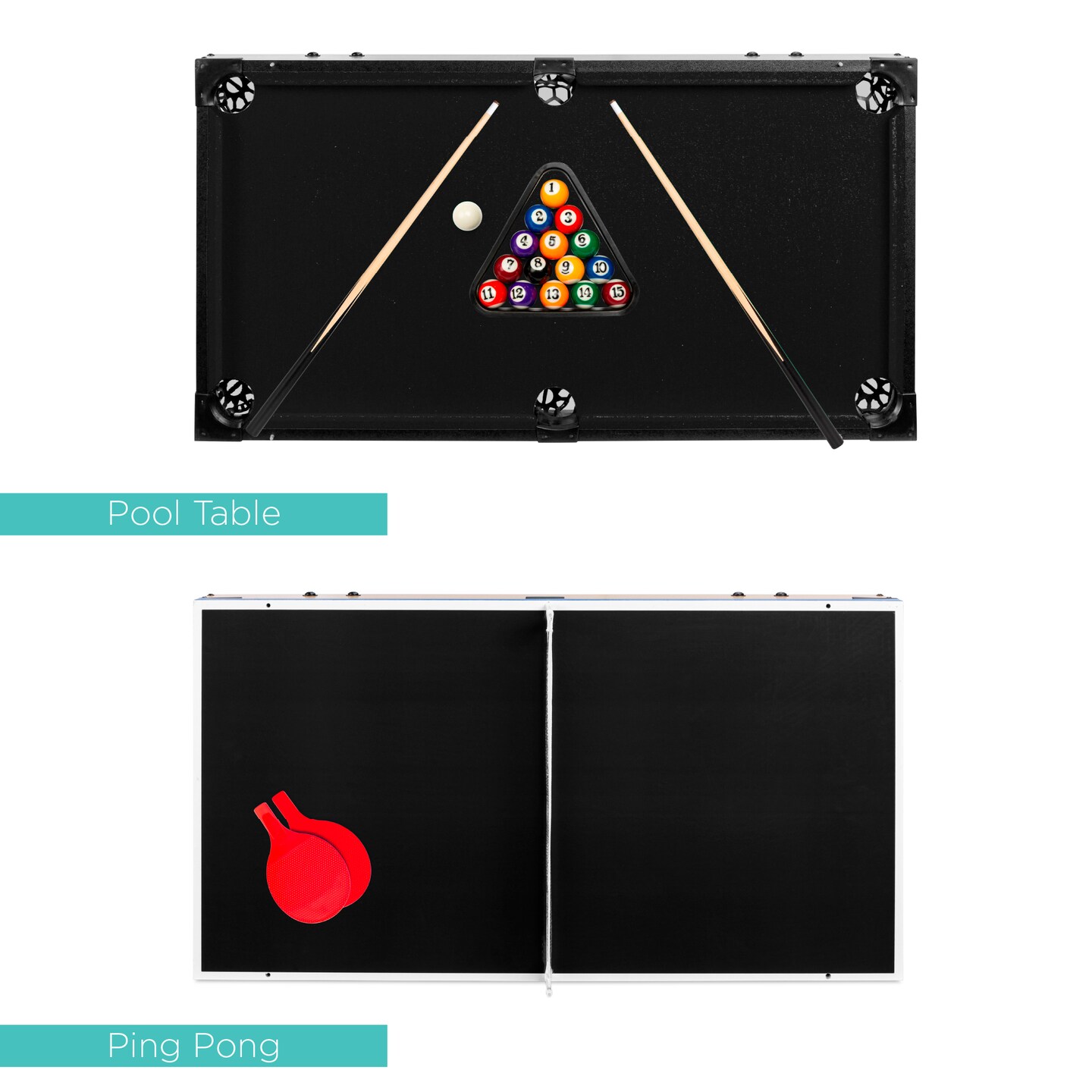 Best Choice Products 4-in-1 Multi Game Table, Childrens Arcade Set w/ Pool Billiards, Air Hockey, Foosball