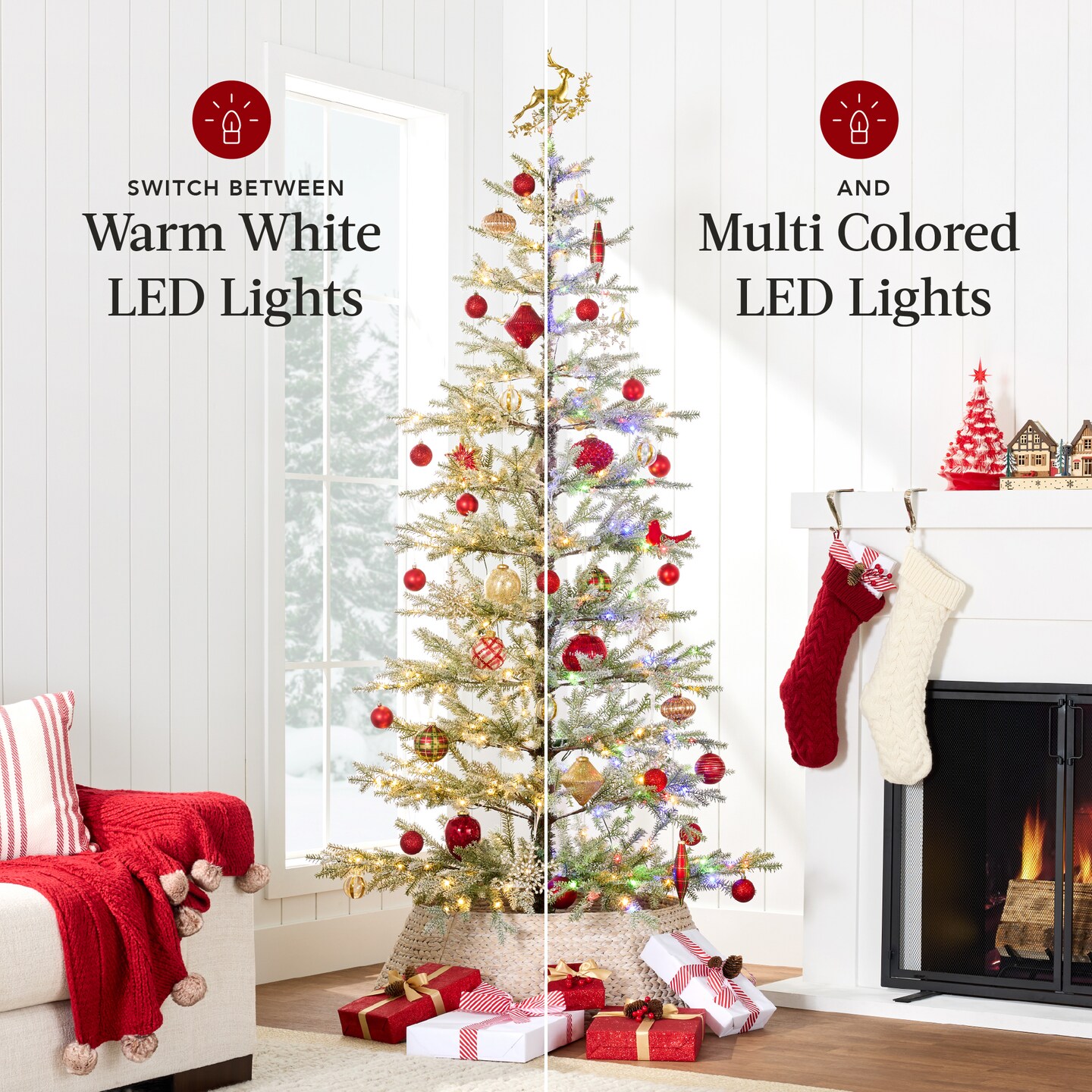 Best Choice Products Pre-Lit Sparse Christmas Tree w/ 2-in-1 LEDs, Cordless Connection