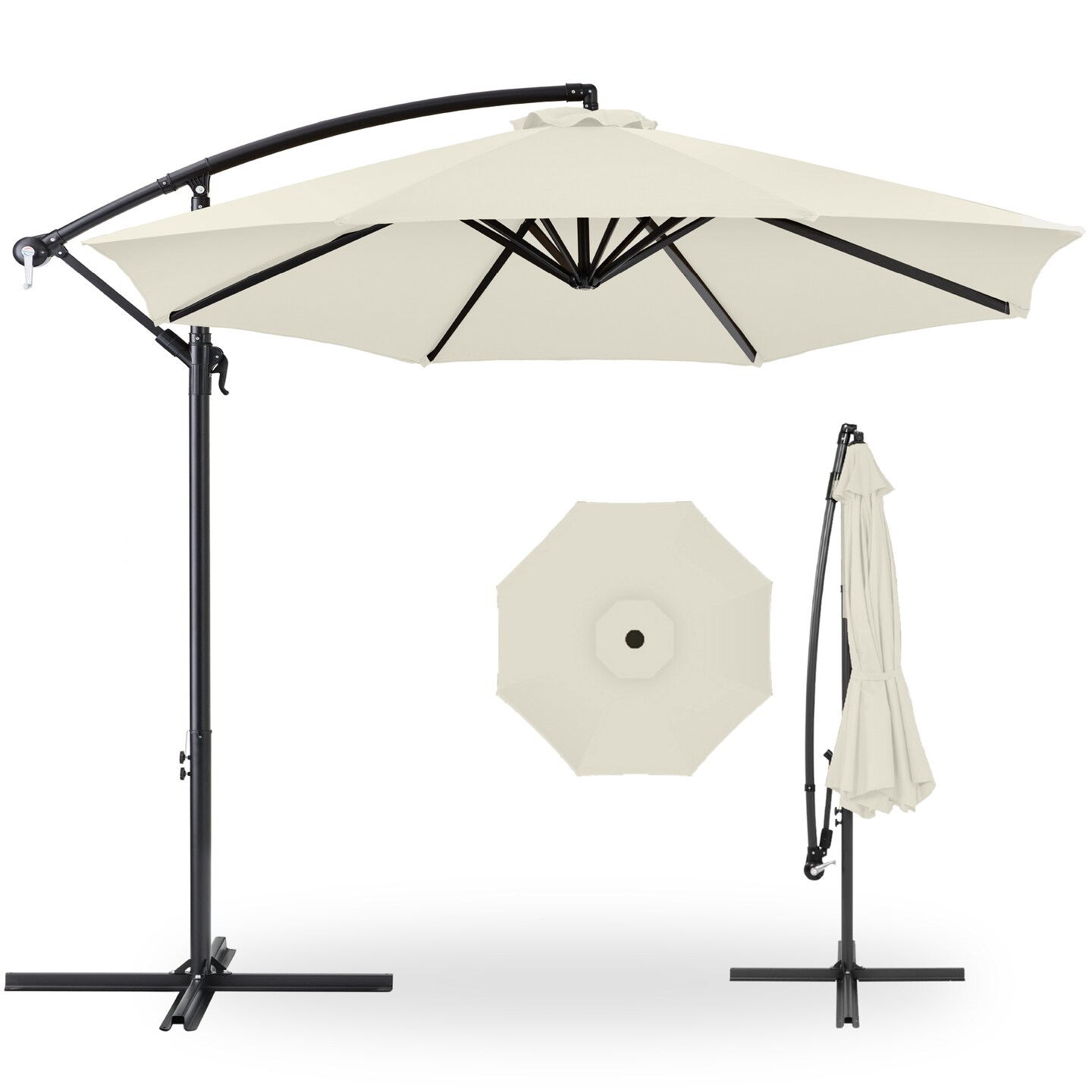 Best Choice Products 10ft Offset Hanging Outdoor Market Patio Umbrella w/ Easy Tilt Adjustment