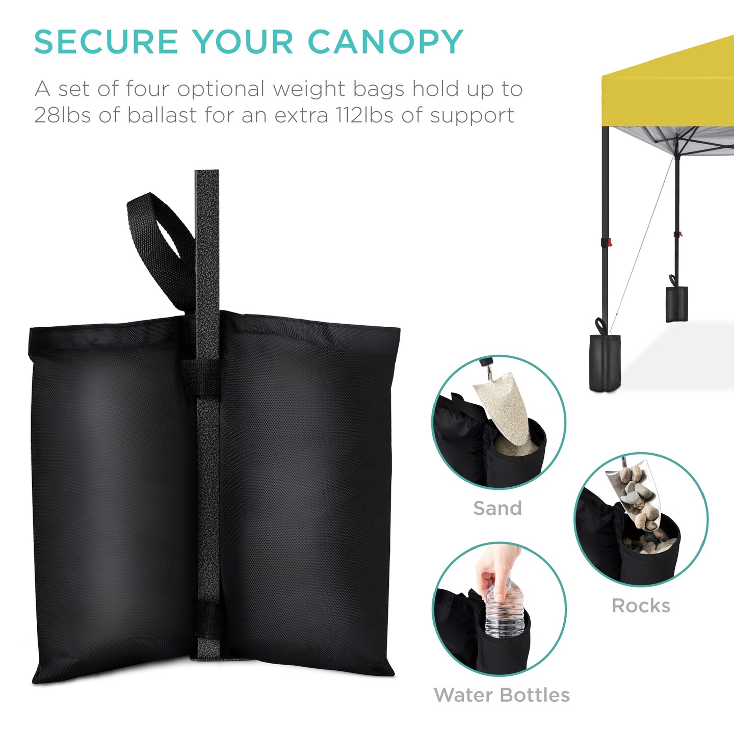 Best Choice Products 8x8ft Easy Setup Pop Up Canopy w/ 1-Button Setup, Wheeled Case, 4 Weight Bags