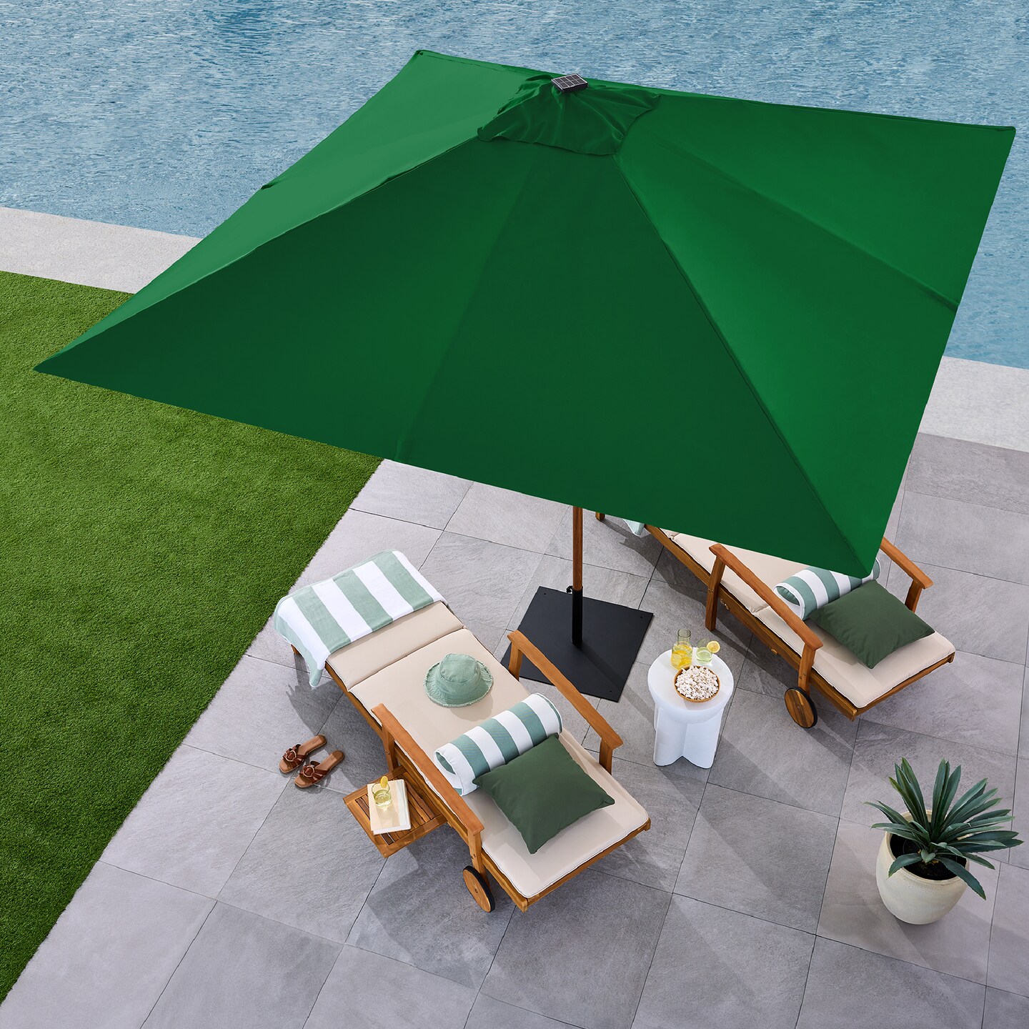 Best Choice Products 9ft Deep Square Solar LED Lighted Patio Umbrella w/ Faux Wood Texture, UV-Resistant