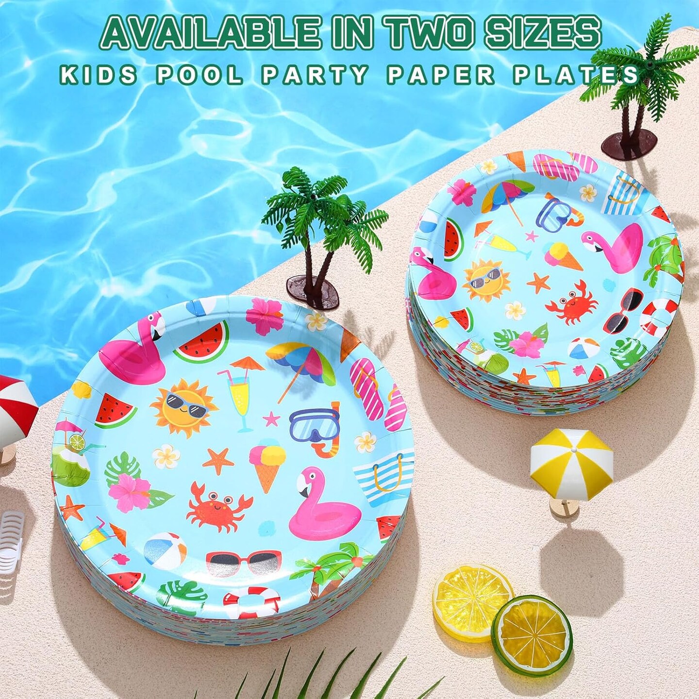 120 Pcs Summer Party Paper Plates Disposable Round Paper Plate