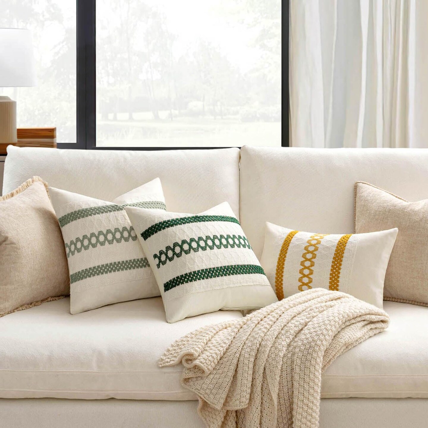 Set of 2 Sage Green Boho Decorative Pillow Covers 12x20 Inch Farmhouse Rustic Couch Throw Pillows