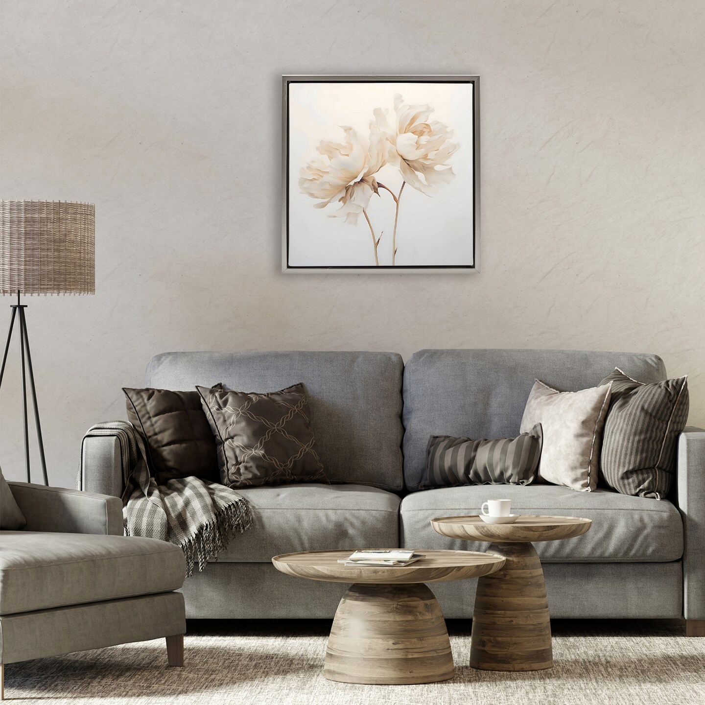 Stupell Industries Soft Blooming White Peonies Floating Frame, design by Creative Studio