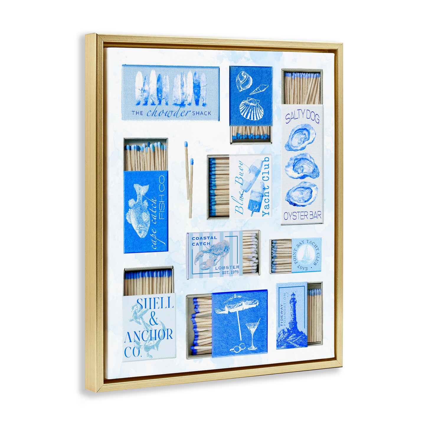 Stupell Industries Blue Coastal Matchboxes Floating Frame, design by Ziwei Li