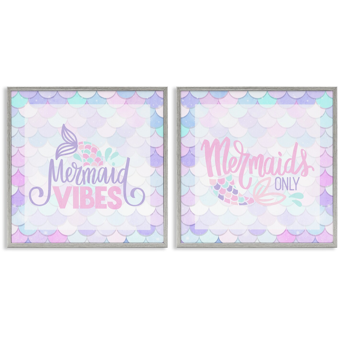 Stupell Industries Dreamy Mermaid Phrases with Scales 2pc Framed Giclee Set, design by Kim Allen