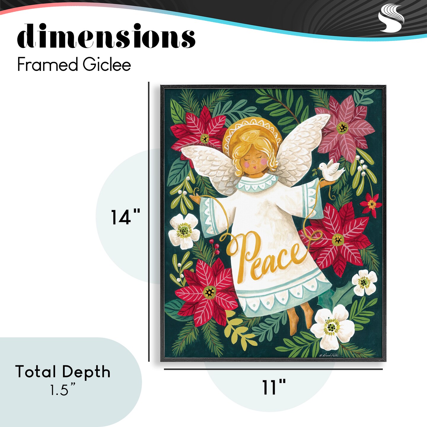 Stupell Industries Angel with Peace & Botanicals Framed Giclee, design by Diane Kater