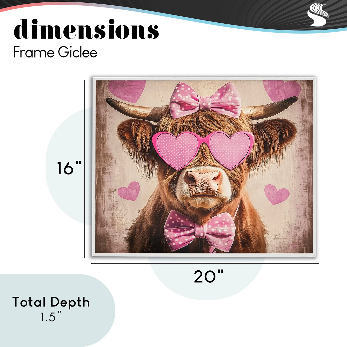 Stupell Industries Cute Cattle Pink Hearts Framed Giclee, design by Shawna Stewart