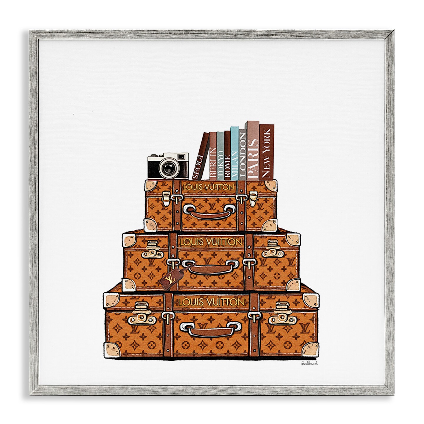 Stupell Industries Vintage Glam Luggage Stack Framed Giclee, design by Amanda Greenwood