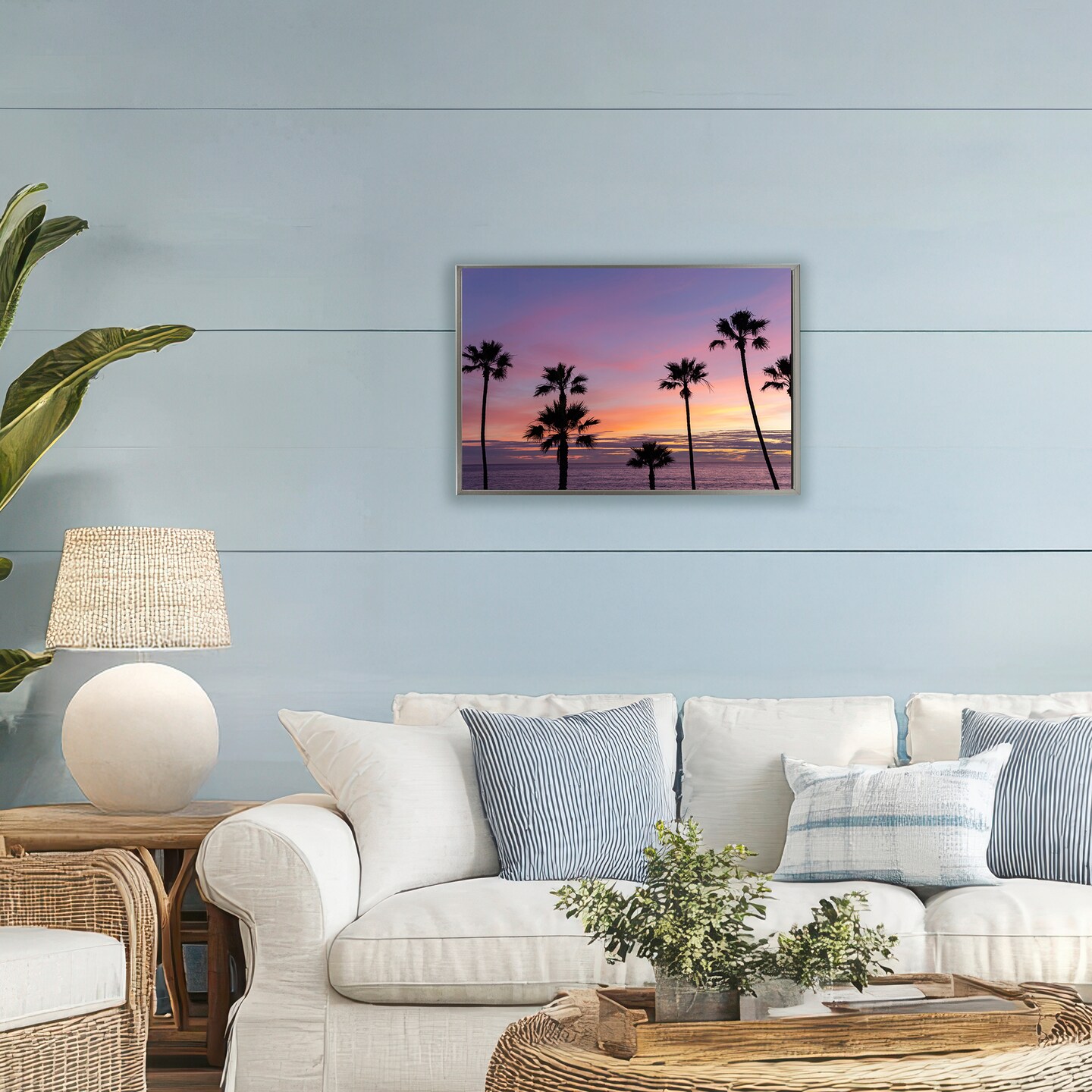 Stupell Industries Sunsets & Scattered Palm Trees Floating Frame, design by Jeff Poe Photography
