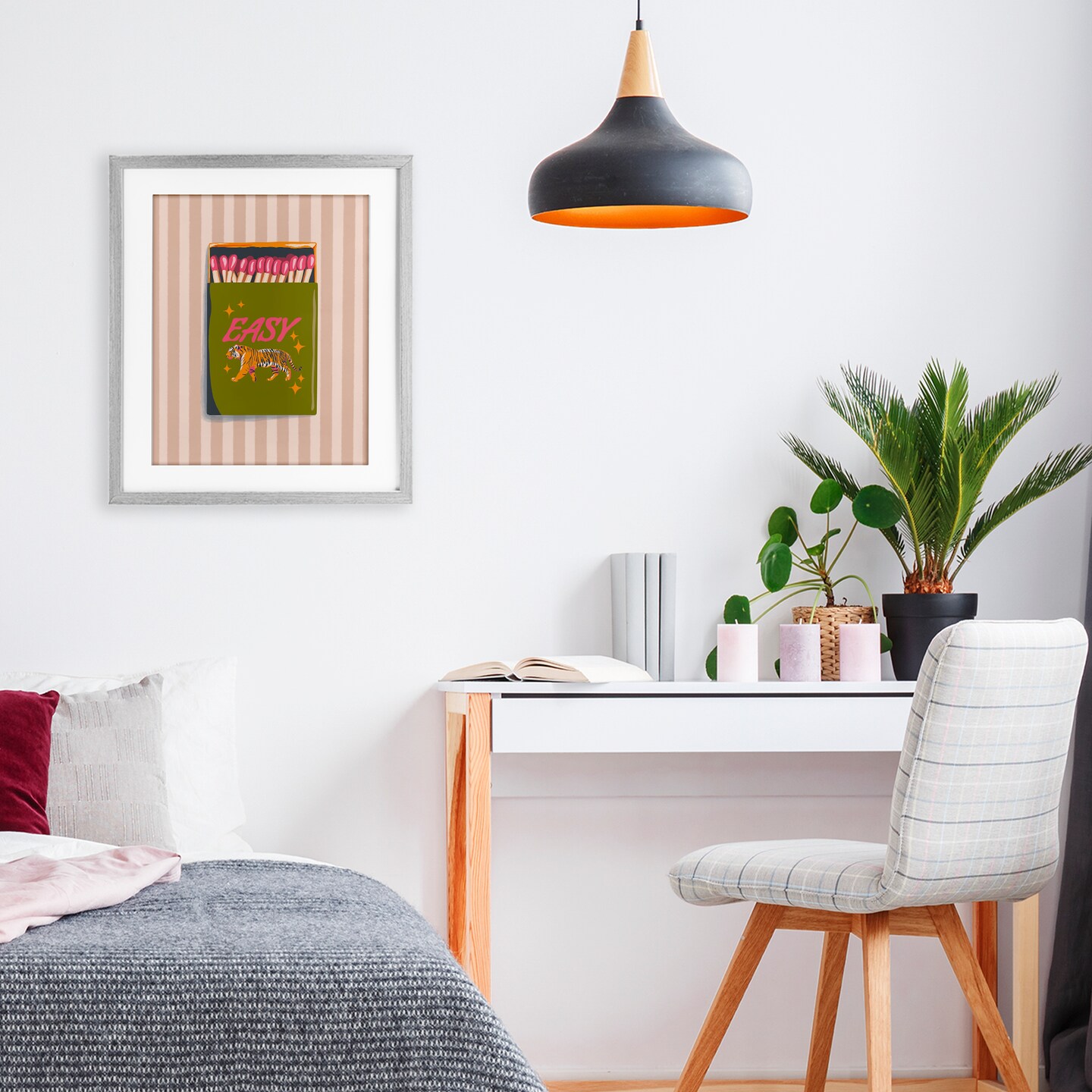 Stupell Industries Easy Tiger Retro Matches Framed Print Under Glass, design by Elyse Anastacia