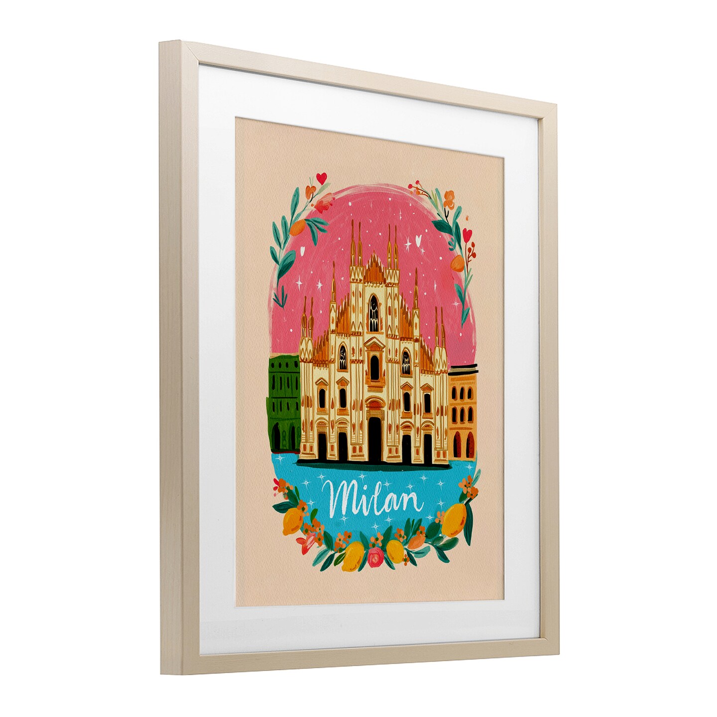 Stupell Industries Floral Bordered Milan Framed Print Under Glass, design by Yen