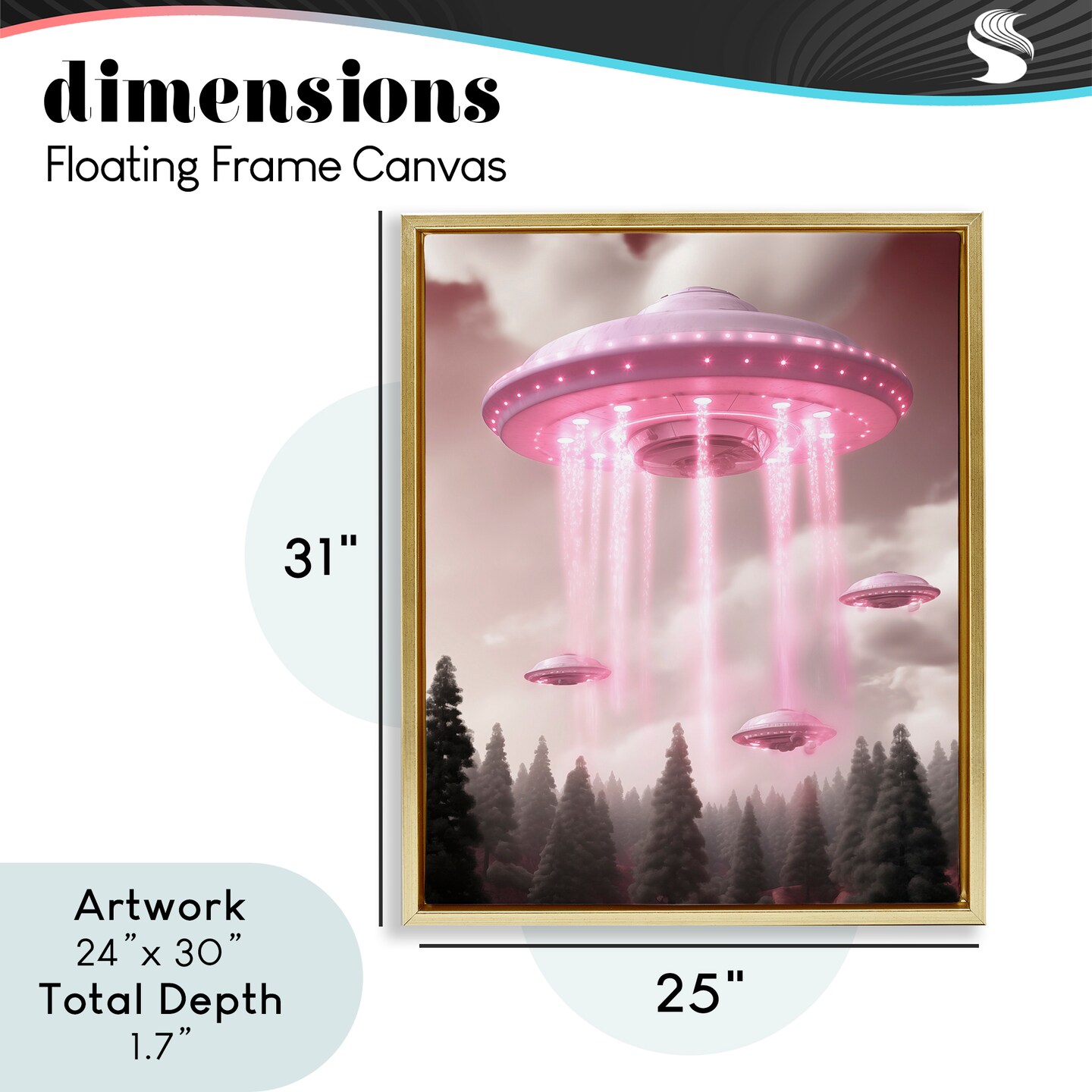 Stupell Industries Glam UFO with Pink Beams Floating Frame, design by Sasha