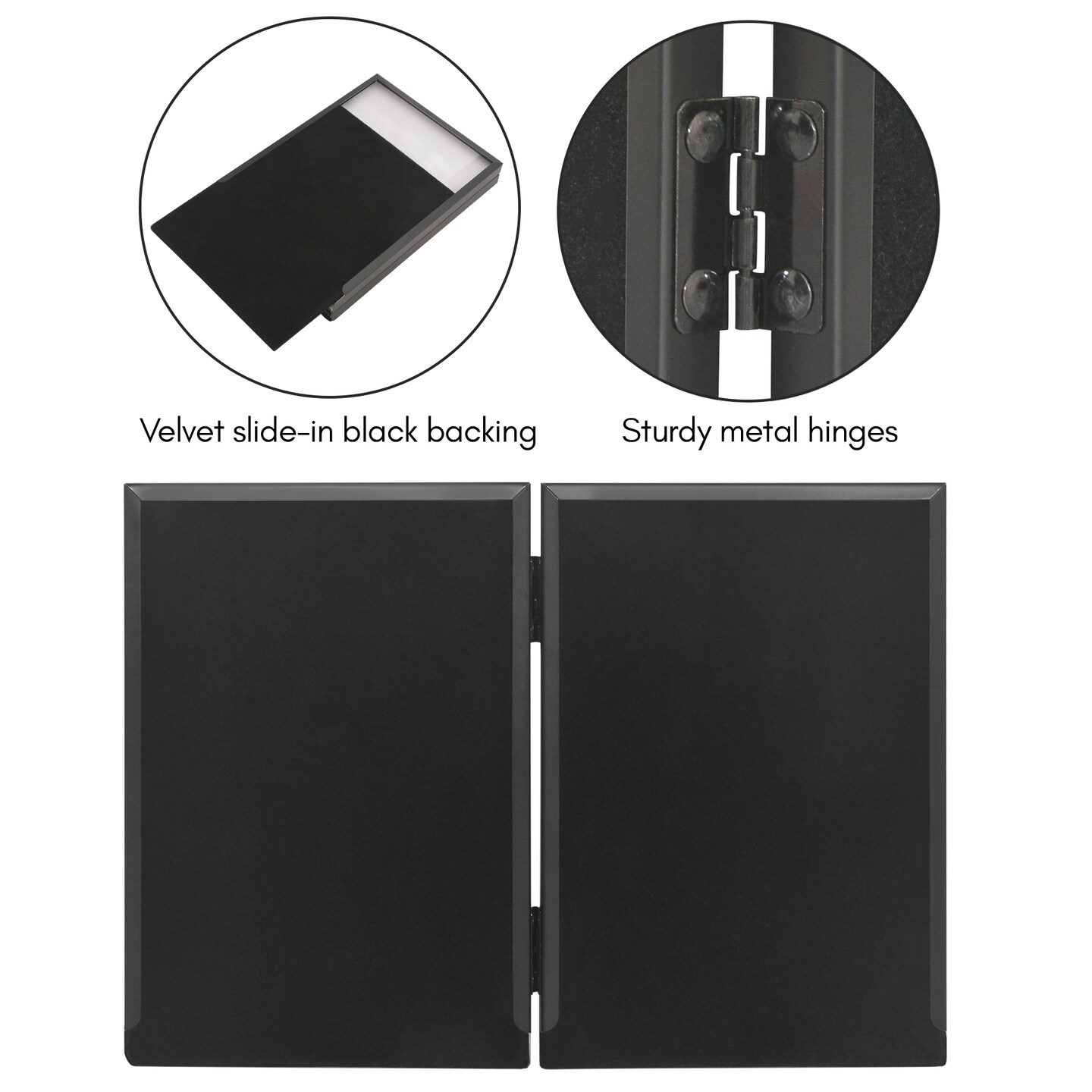 Americanflat Hinged Picture Frame with Shatter-Resistant Glass - Modern Metal Picture Frame Displays Two Photos - Elegant Photo Frames for Tabletop Display