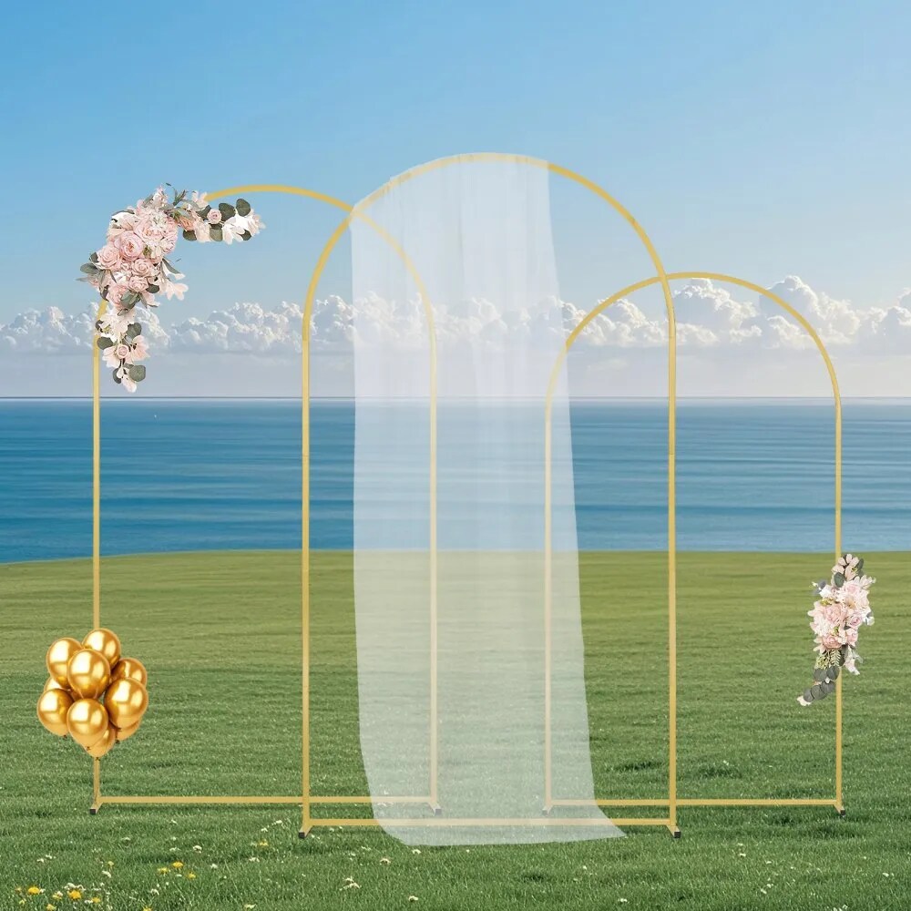 Wedding Arch Backdrop Stand, Gold Metal Frame with Case, for Events