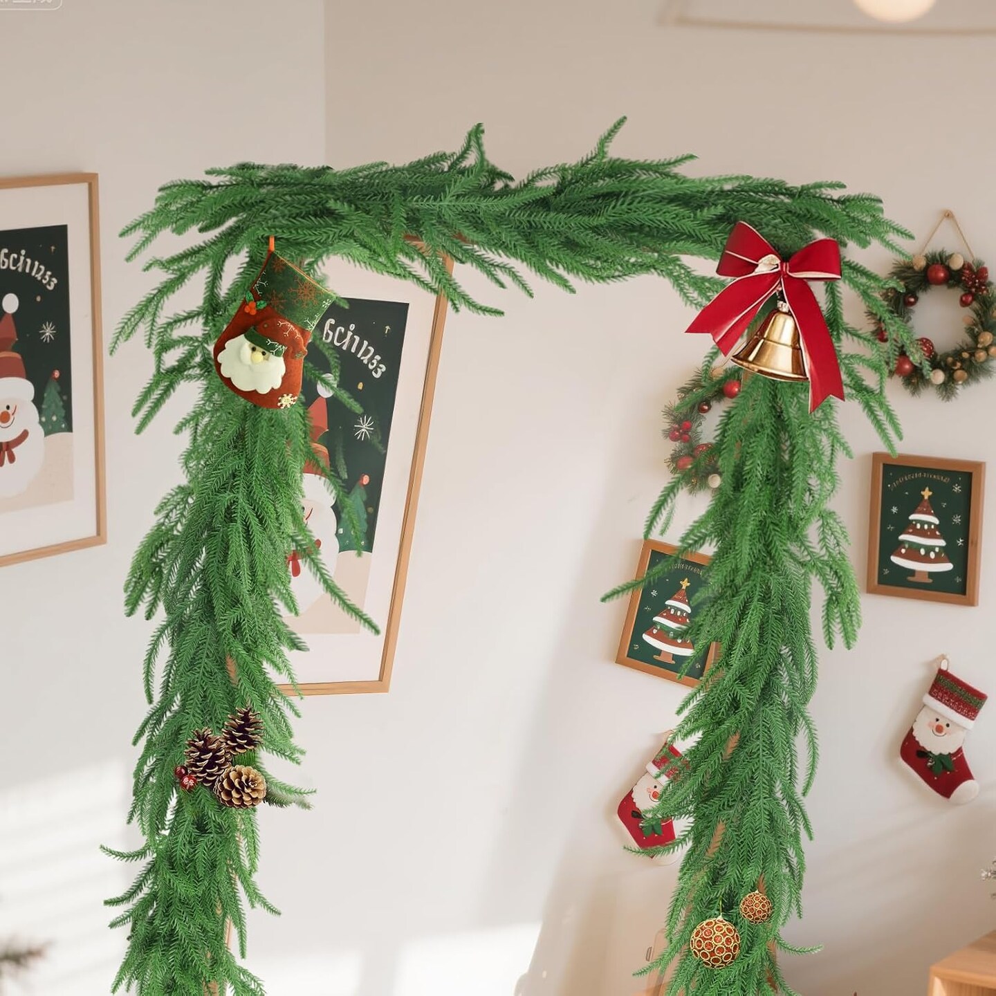 2 Pcs 6 Ft Artificial Norfolk Pine Garlands (&#x9;Green)