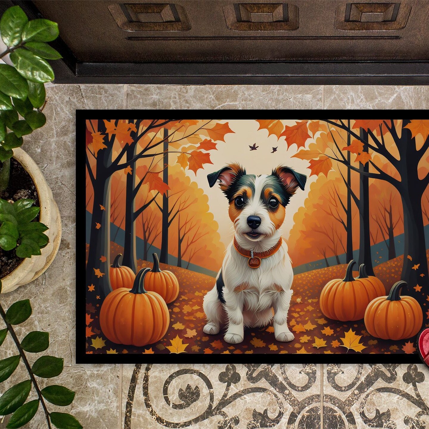 Edge Collections - 18&#x22; x 27&#x22; - Multicolor - Jack Russell Terrier Doormat Non Slip Washable - 1 Piece