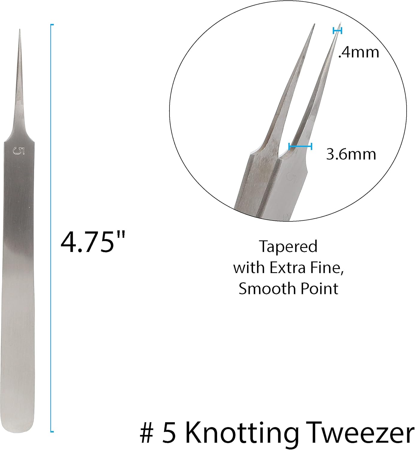 The Beadsmith Knotting Tweezers – 4.75 inches Long – Smooth Tapering Tip with a Straight Extra Fine Point – Made of Stainless Steel - Precision Tool for Crafting and Jewelry Making
