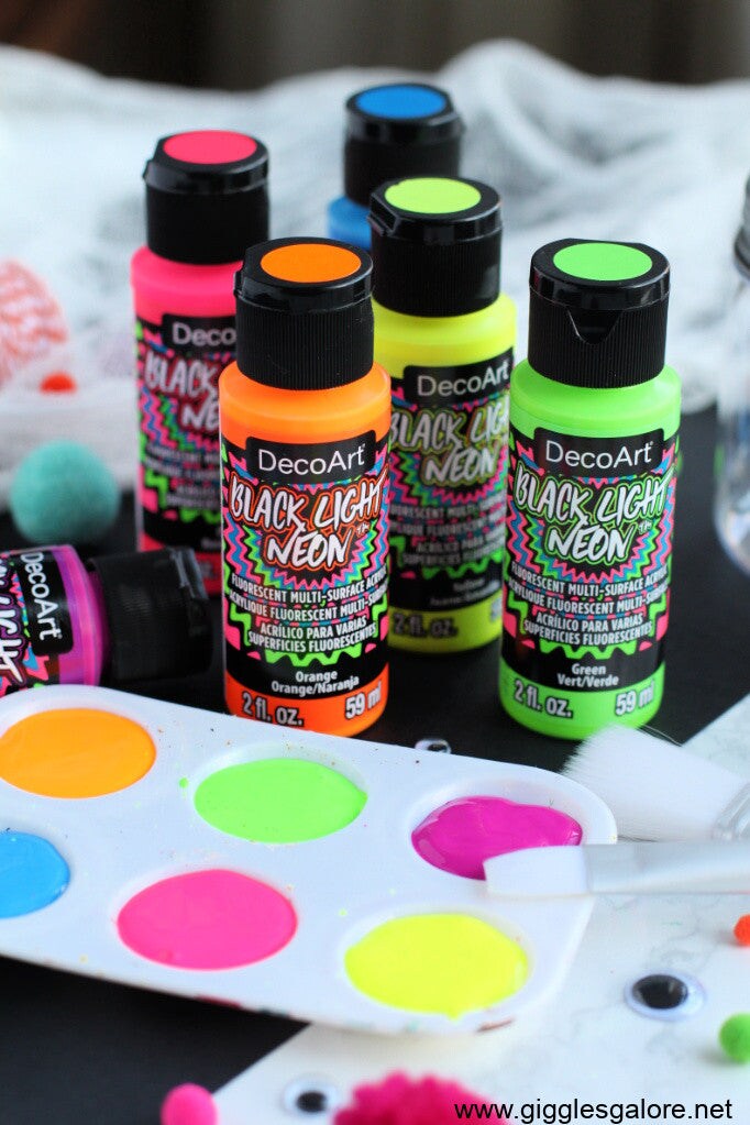 DecoArt Black Light Neon Acrylic Paint 2oz – Fluorescent UV Reactive Acrylic for Craft, Art, DIY & Party Projects