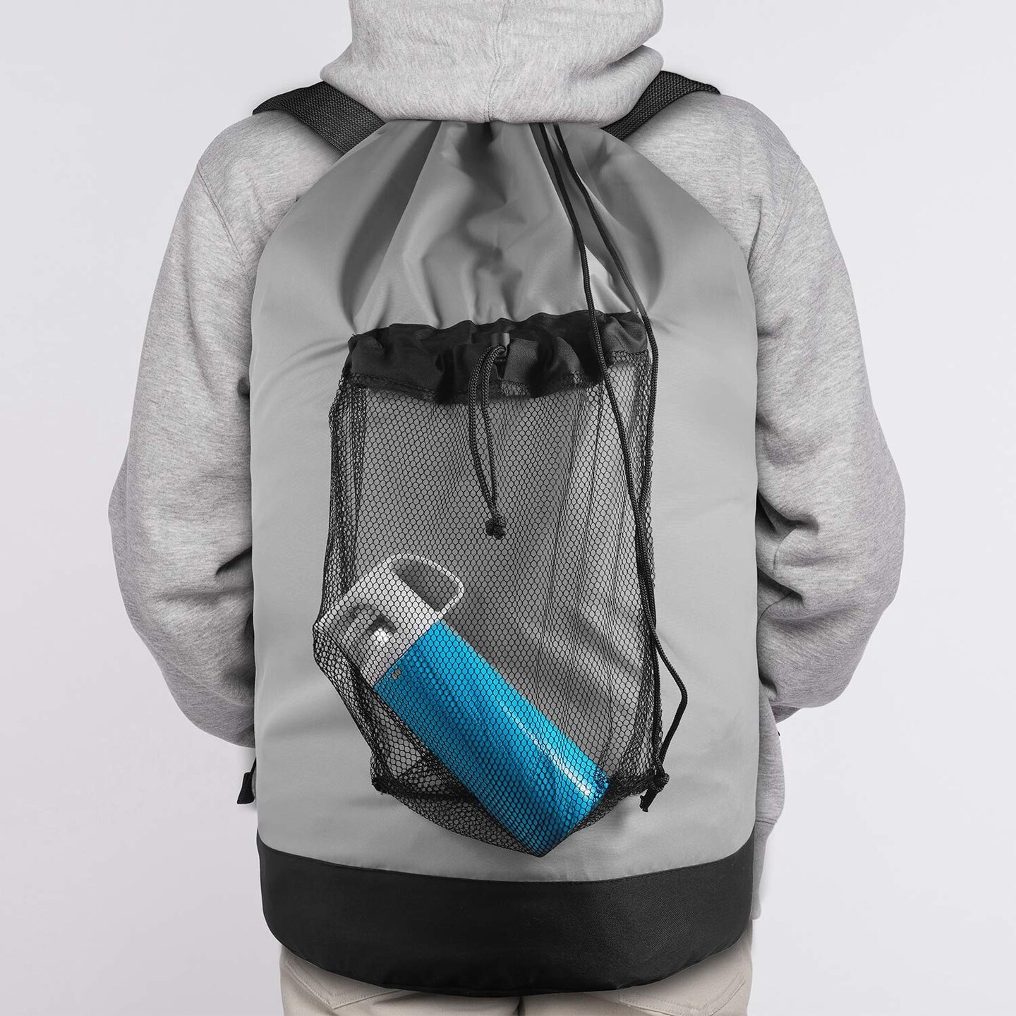 Backpack Laundry Bag, Laundry Backpack with Shoulder Straps and Mesh Pocket Durable Nylon Clothes Hamper Bag with Drawstring Closure for College, Travel, Laundromat, Apartment