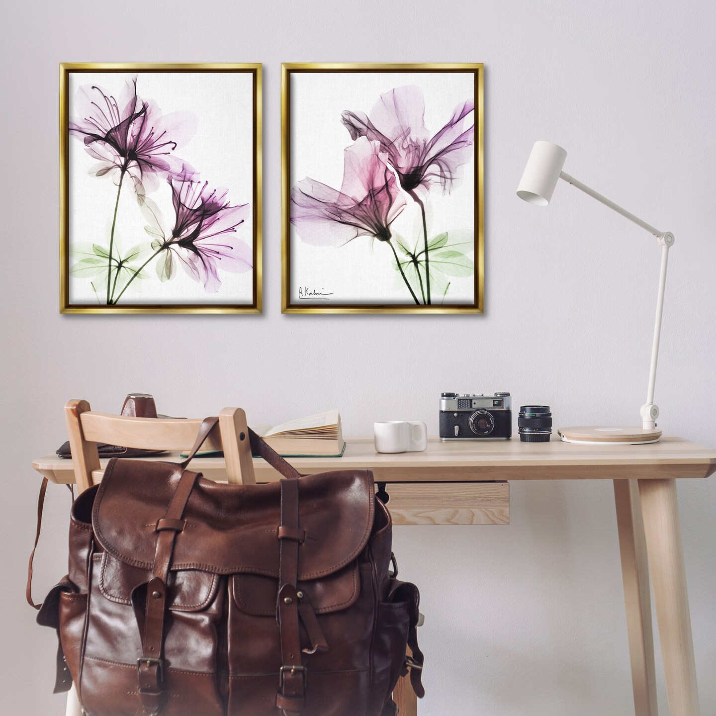 Stupell Industries Purple Flower Bloom Design Framed Floater Canvas Wall Art