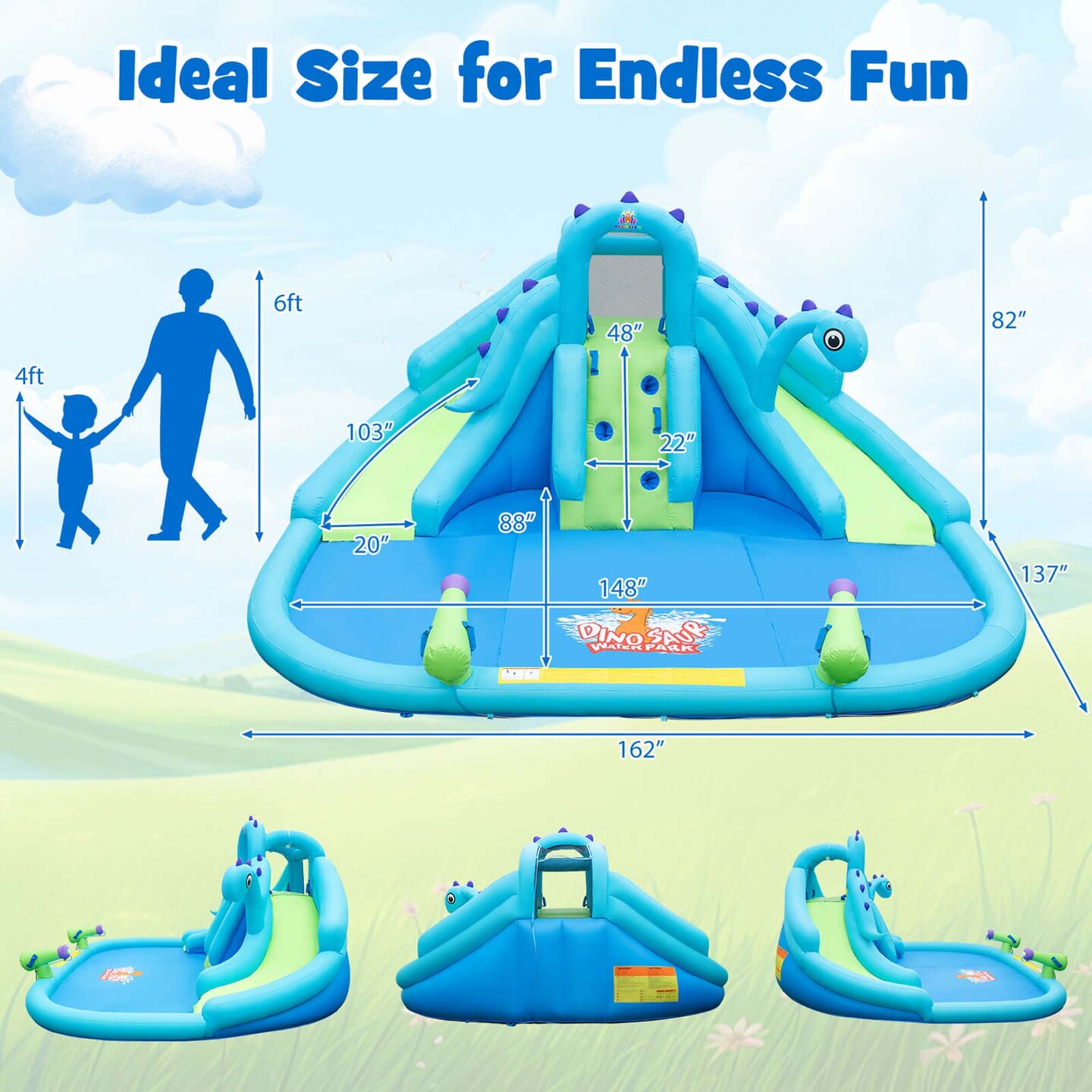 Costway Inflatable Water Slide, Blowup Water Park with Dual Slides &#x26; 584W Blower