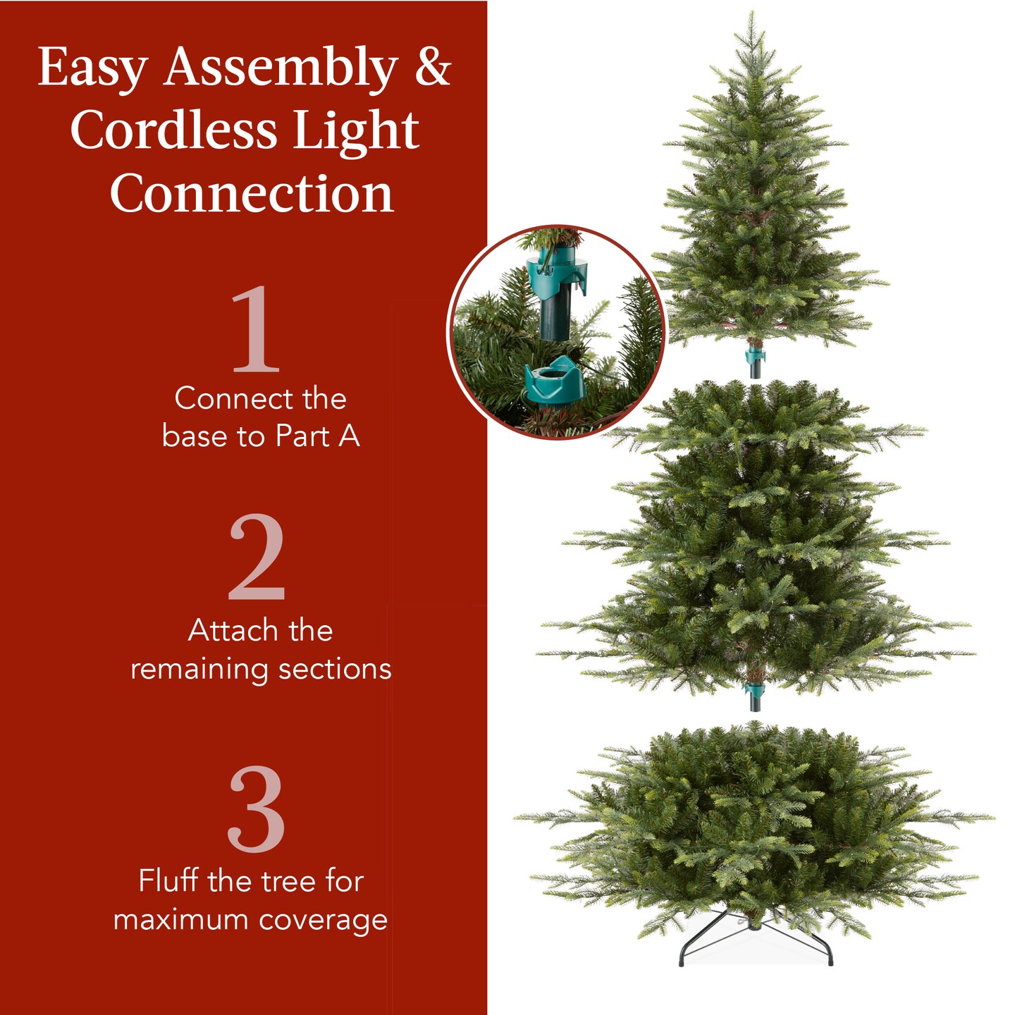 Best Choice Products Pre-Lit Artificial Aspen Noble Fir Christmas Tree w/ Branch Tips, LED Lights