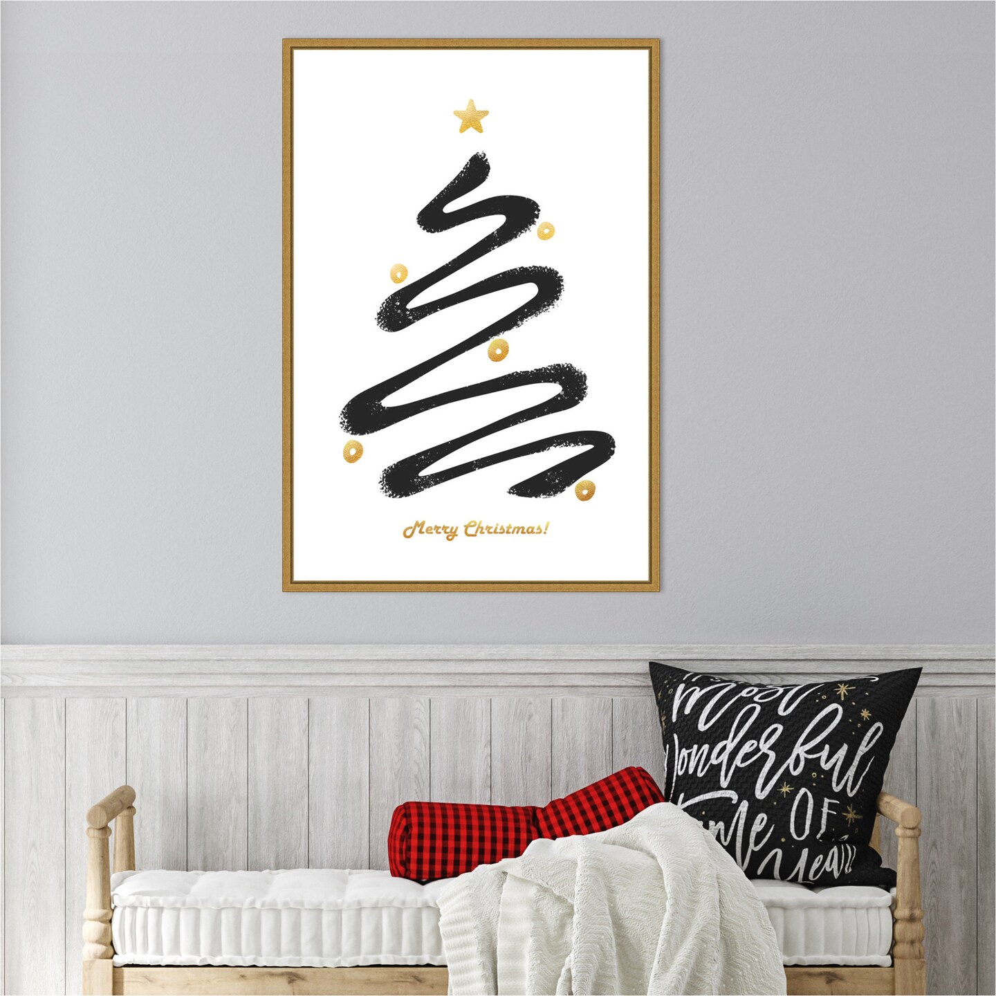 Merry Christmas by Amini54  Framed Canvas Wall Art
