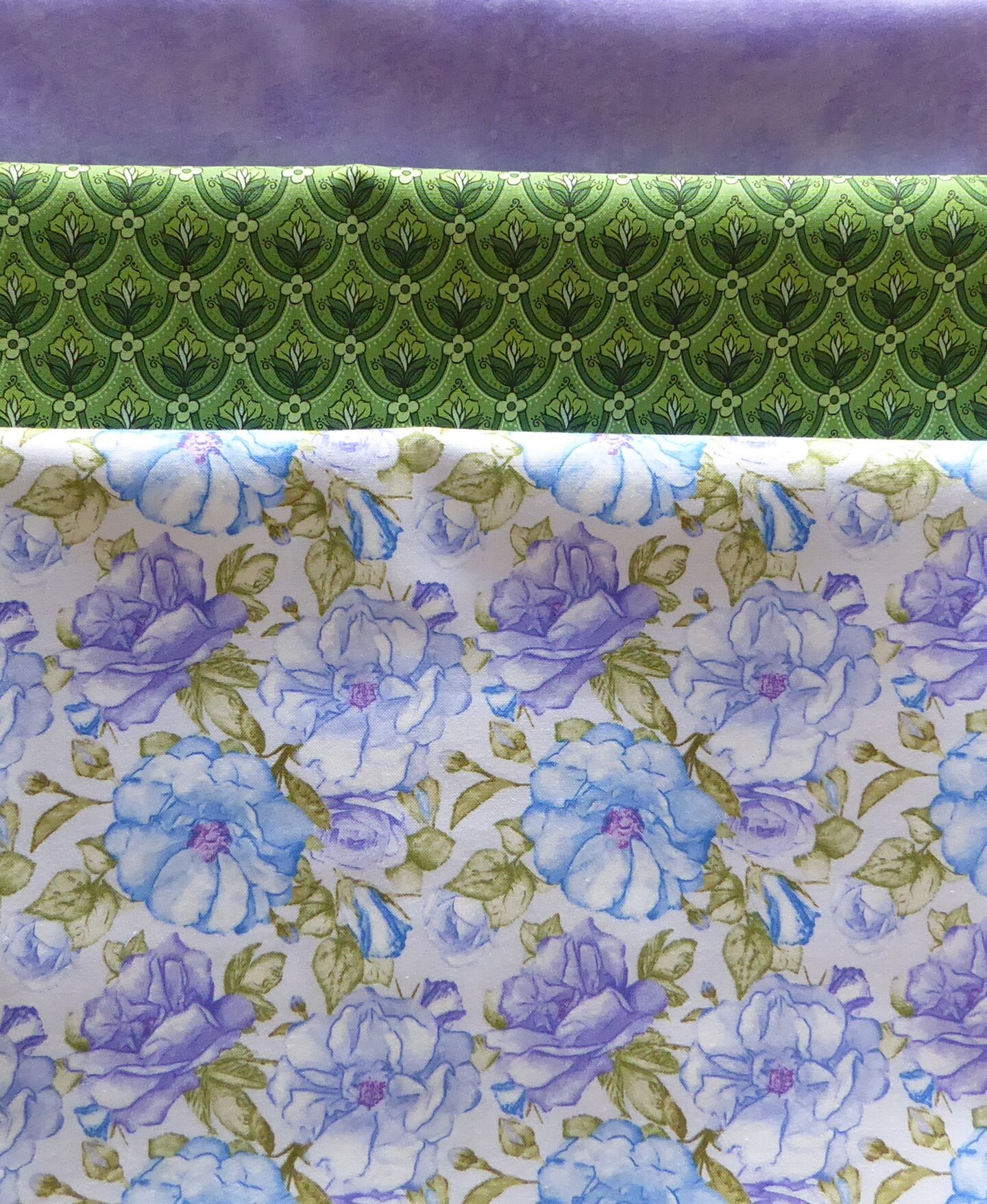 Floral Blue Purple Green 3 Yard Quilt  Bundle Cotton by Sue&#x27;s Creating Cottage