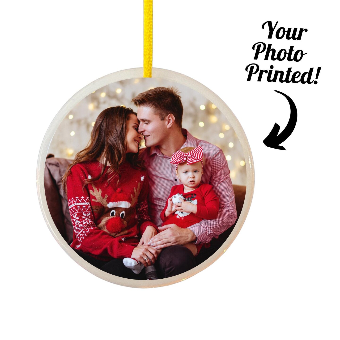 Custom Photo Christmas Ornament, Family Picture Ornament, Personalized Ornament, Custom Ceramic Ornament, Family Christmas Gift, Tree hanger product 7