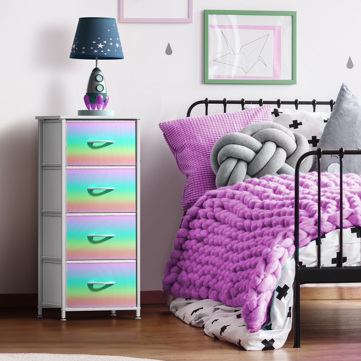 Sorbus Dresser with 4 Drawers - Bedside Furniture & Night Stand End Table Dresser with Steel Frame, Wood Top, Easy Pull Fabric Bins for Home, Bedroom Accessories, Office & Dorm