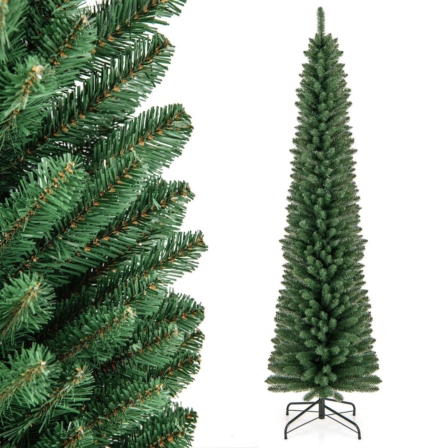 Pencil Christmas Tree with Memory Wire Branch Tips and Upgraded Metal Stand