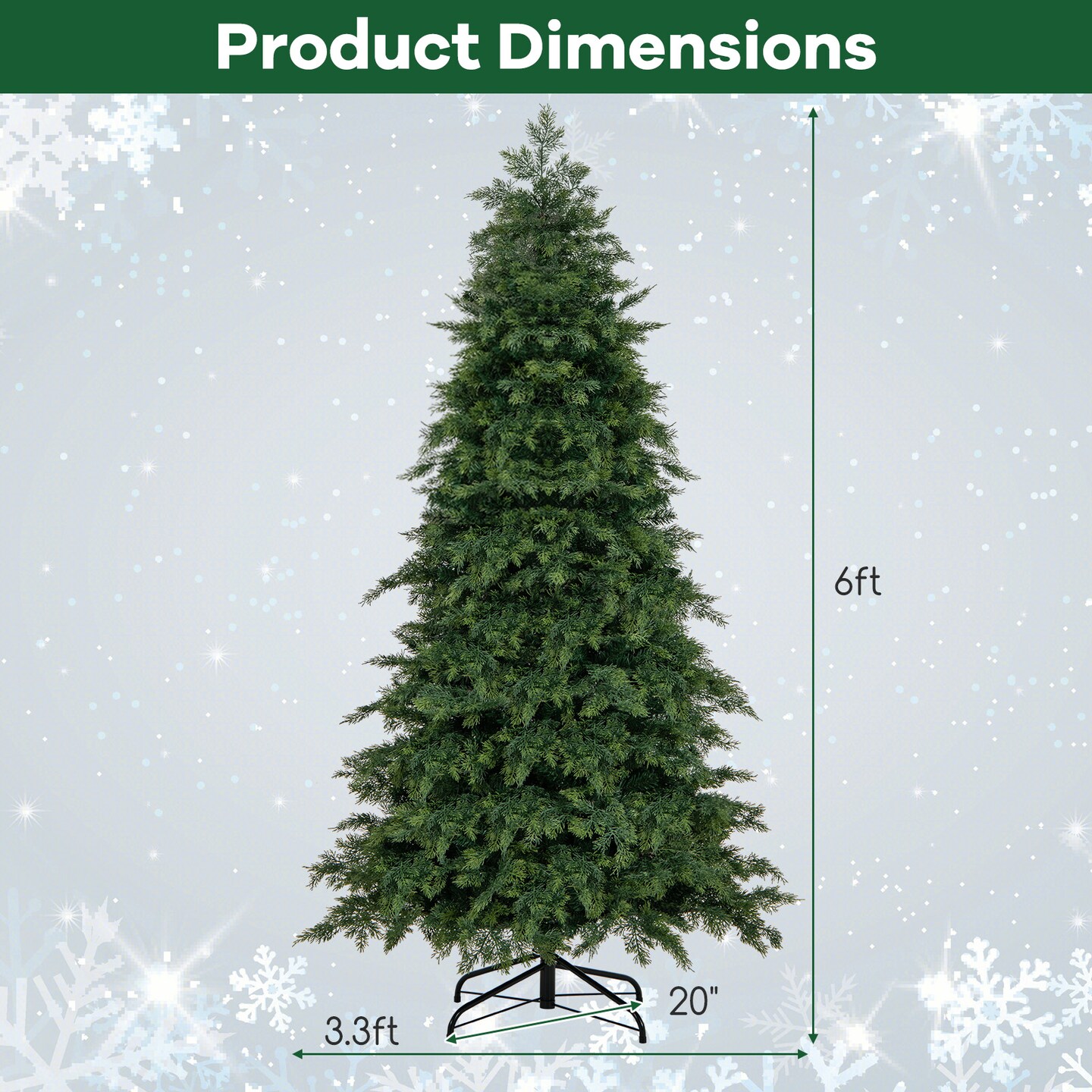 Pre-Lit Artificial Christmas Tree with 11 Modes and Metal Stand