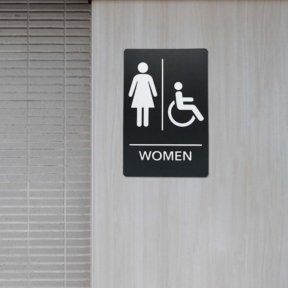 ADA-Compliant Wayfinding Signs – Durable, Non-Glare, Scratch-Resistant & Ready to Install. Featuring Grade 2 Braille & Raised Tactile Text, These Premade Signs Ensure Easy Compliance for Businesses 2 Pack