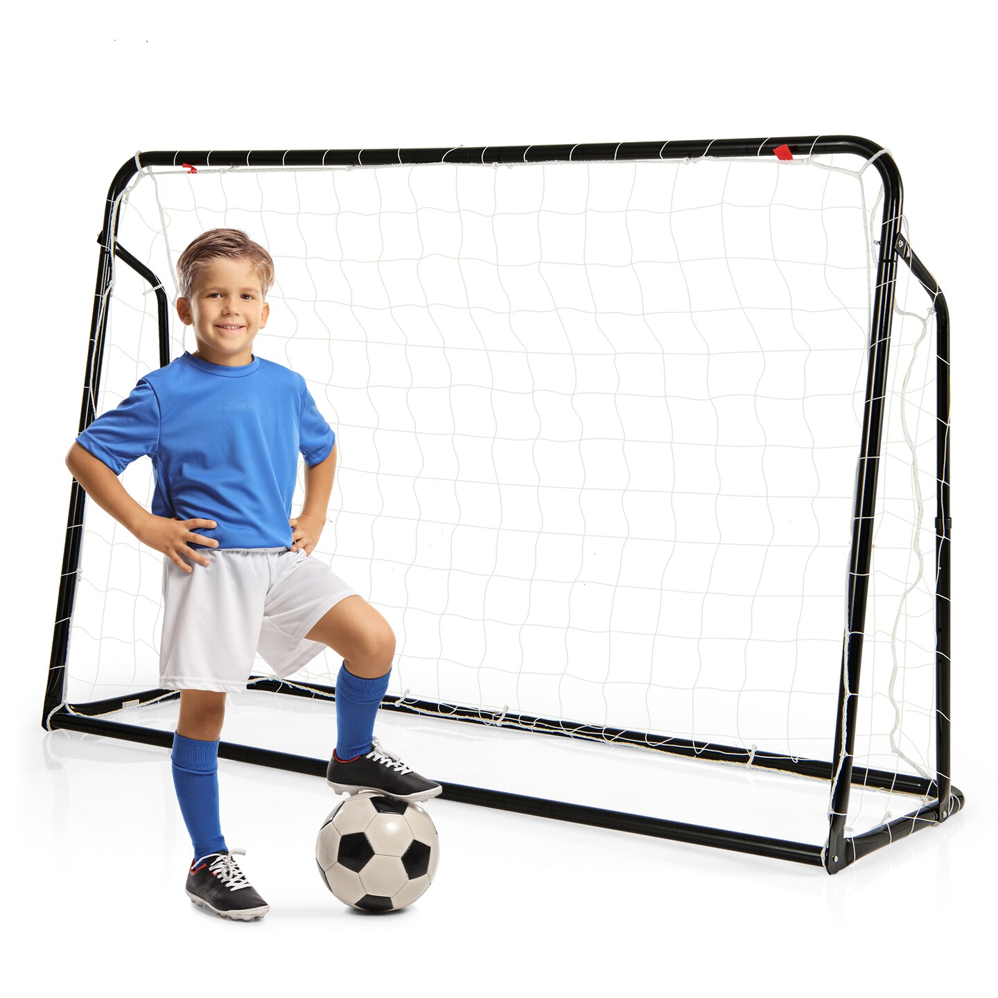 2-in-1 Kids Soccer Goal Set with Adjustable Height and Metal Pipes Ideal for Outdoor Use